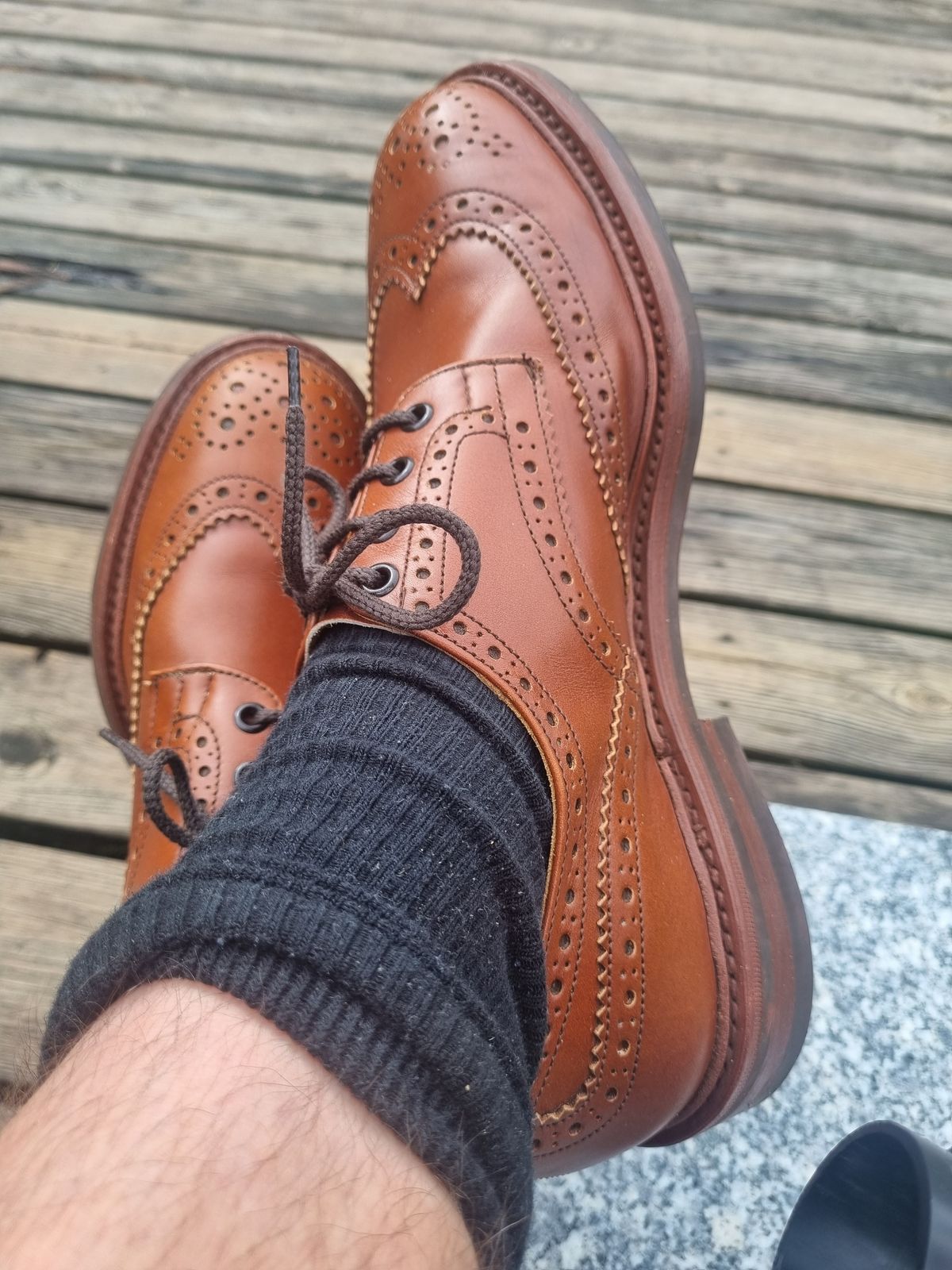 Photo by JSD on July 22, 2025 of the Tricker's Bourton Country Shoe in Marron Antique.