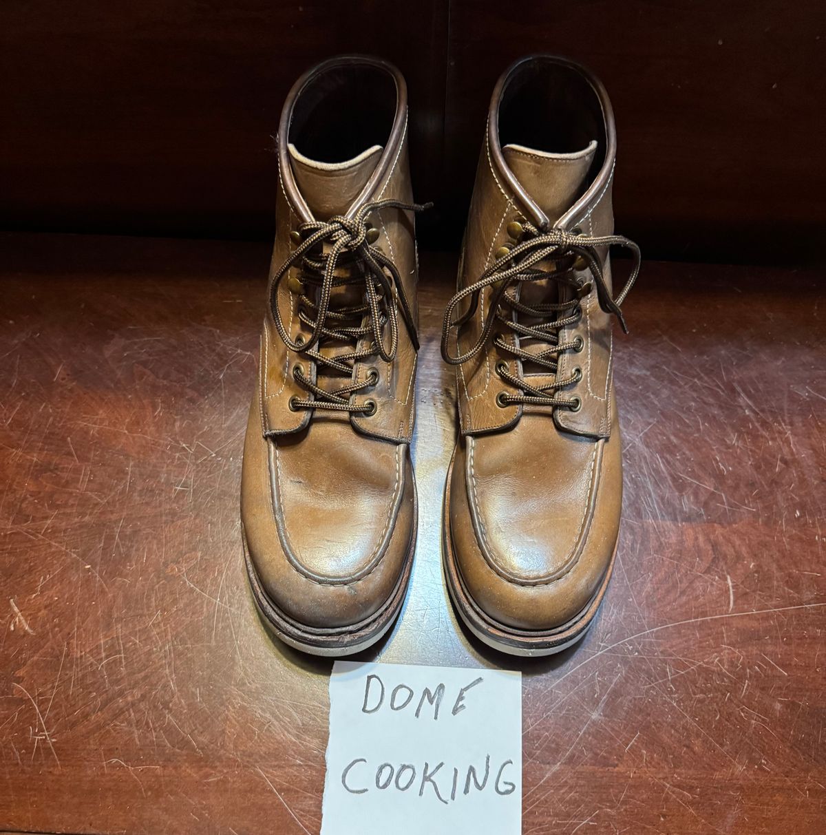 Photo by Bootsforever on November 2, 2025 of the Blkbrd Shoemaker Dallas Moctoe Boot in Horween Natural Chromexcel.