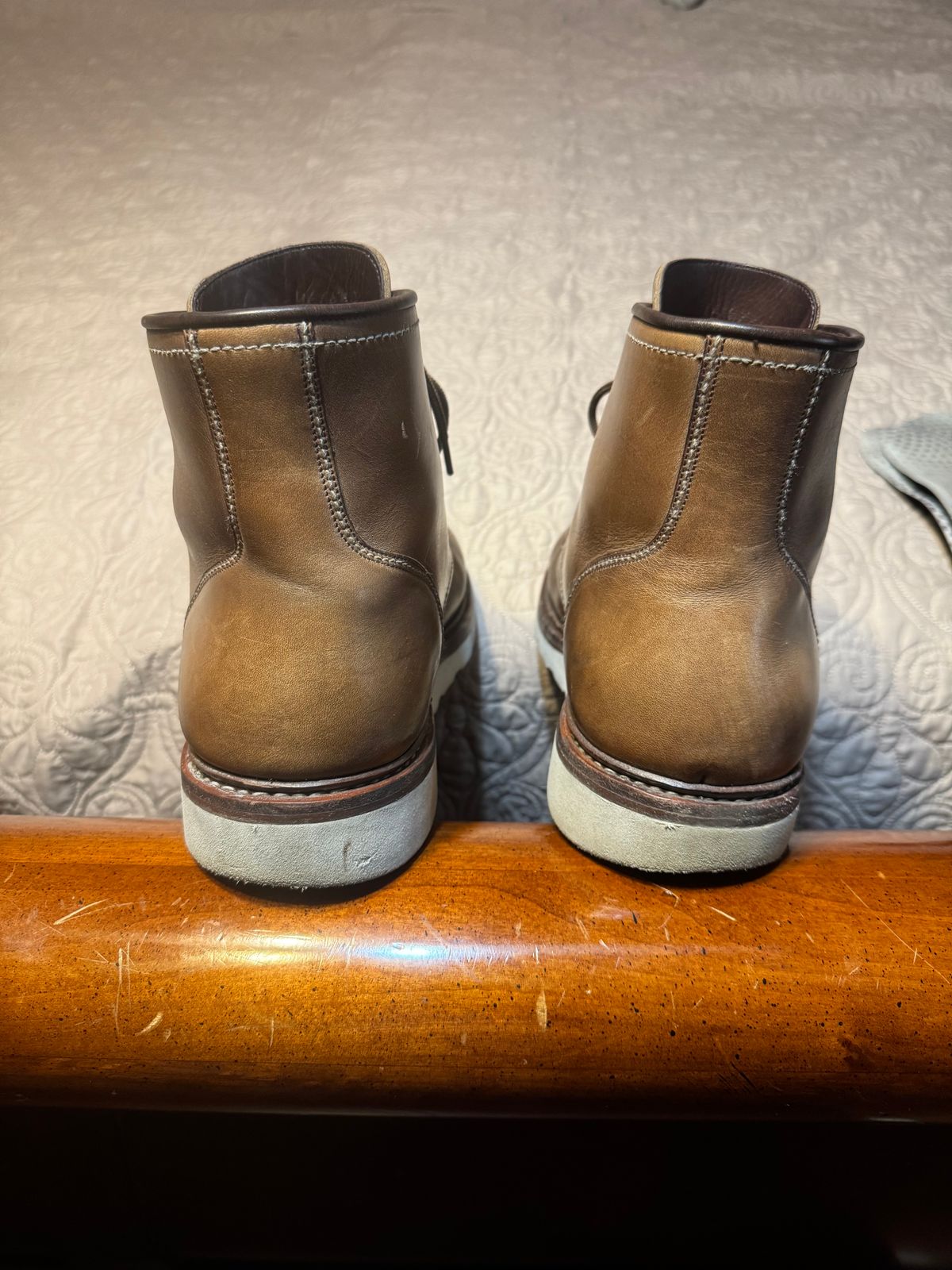 Photo by Bootsforever on December 2, 2025 of the Blkbrd Shoemaker Dallas Moctoe Boot in Horween Natural Chromexcel.