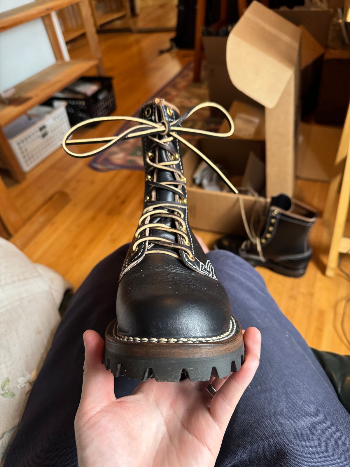Photo by KaniThunder on February 10, 2026 of the Wesco Warren Boot in Maryam Black Horsehide.