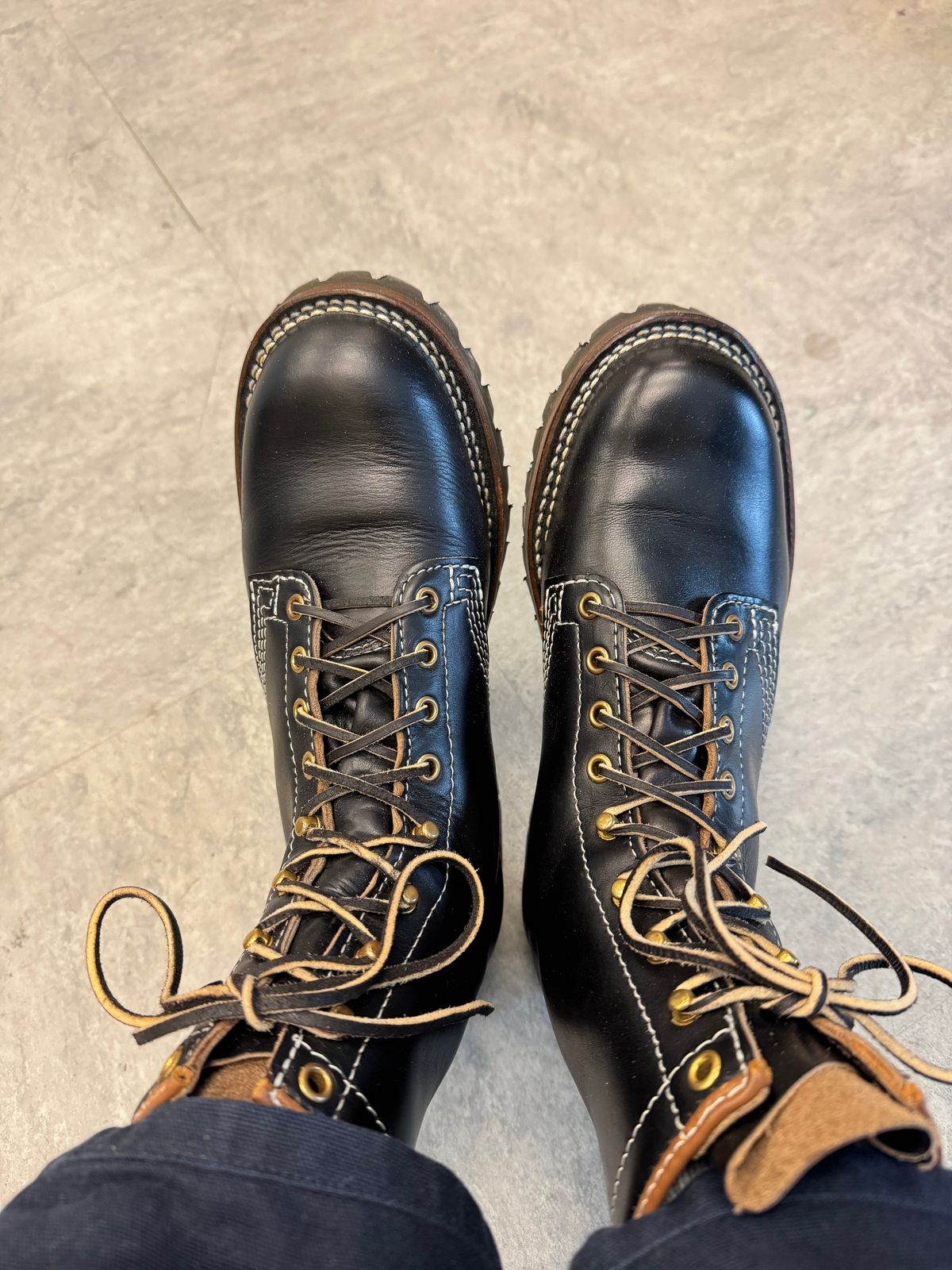 Photo by KaniThunder on February 20, 2026 of the Wesco Warren Boot in Maryam Black Horsehide.