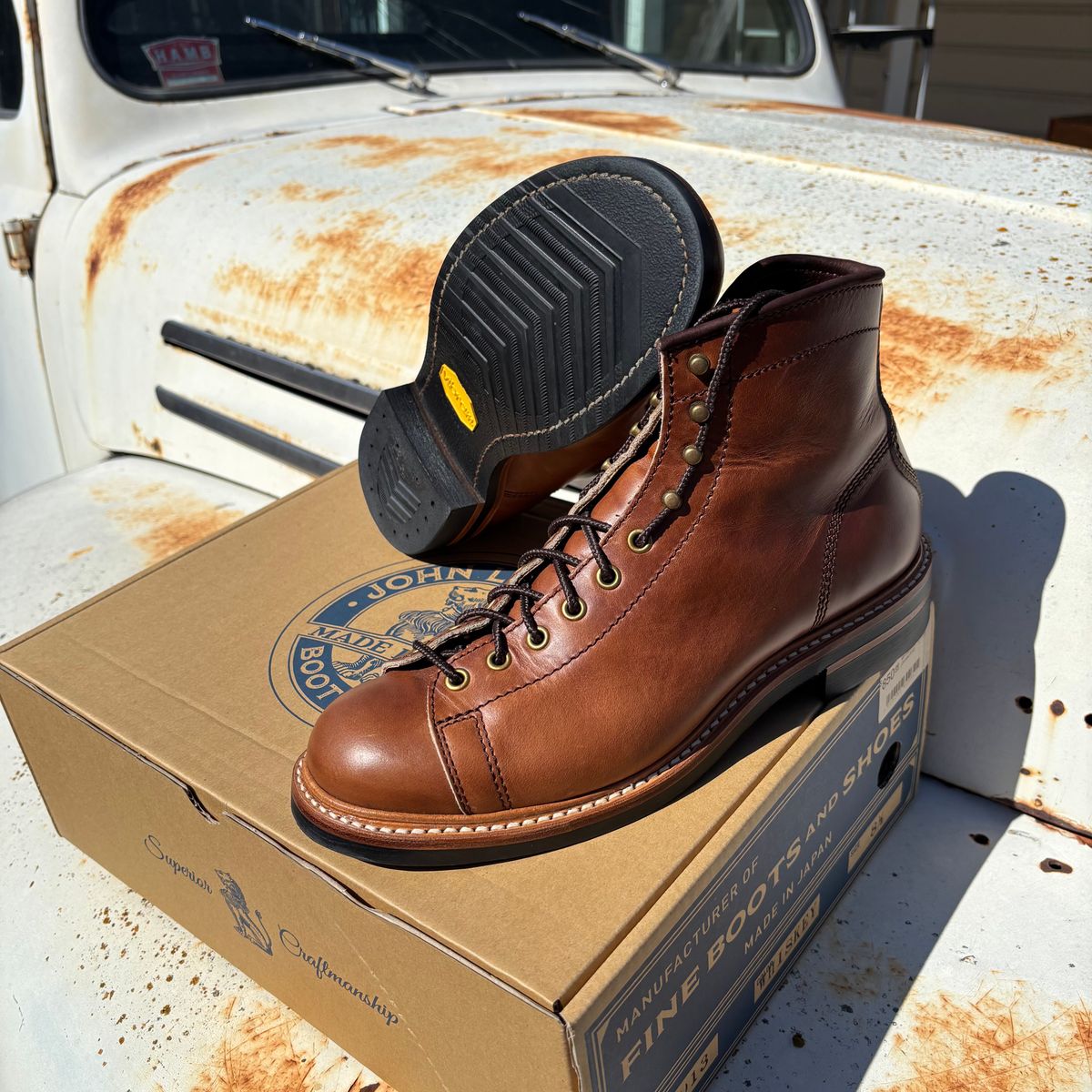 Photo by sophisto79 on March 18, 2025 of the John Lofgren Monkey Boots in Horween Whiskey Cavalier.