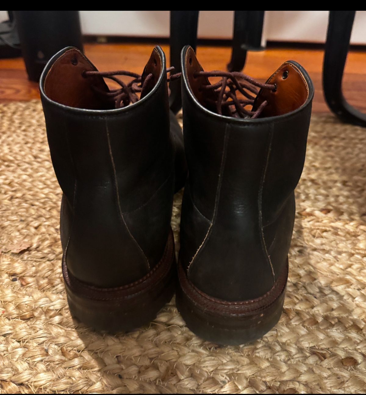 Photo by bigbootyboots on December 3, 2024 of the Viberg Navvy Boot in Horween Washed Chromexcel.