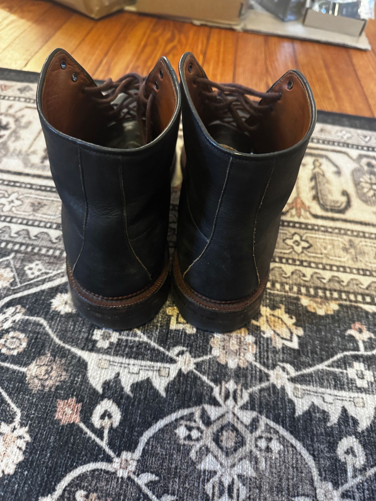 Photo by bigbootyboots on January 5, 2025 of the Viberg Navvy Boot in Horween Washed Chromexcel.