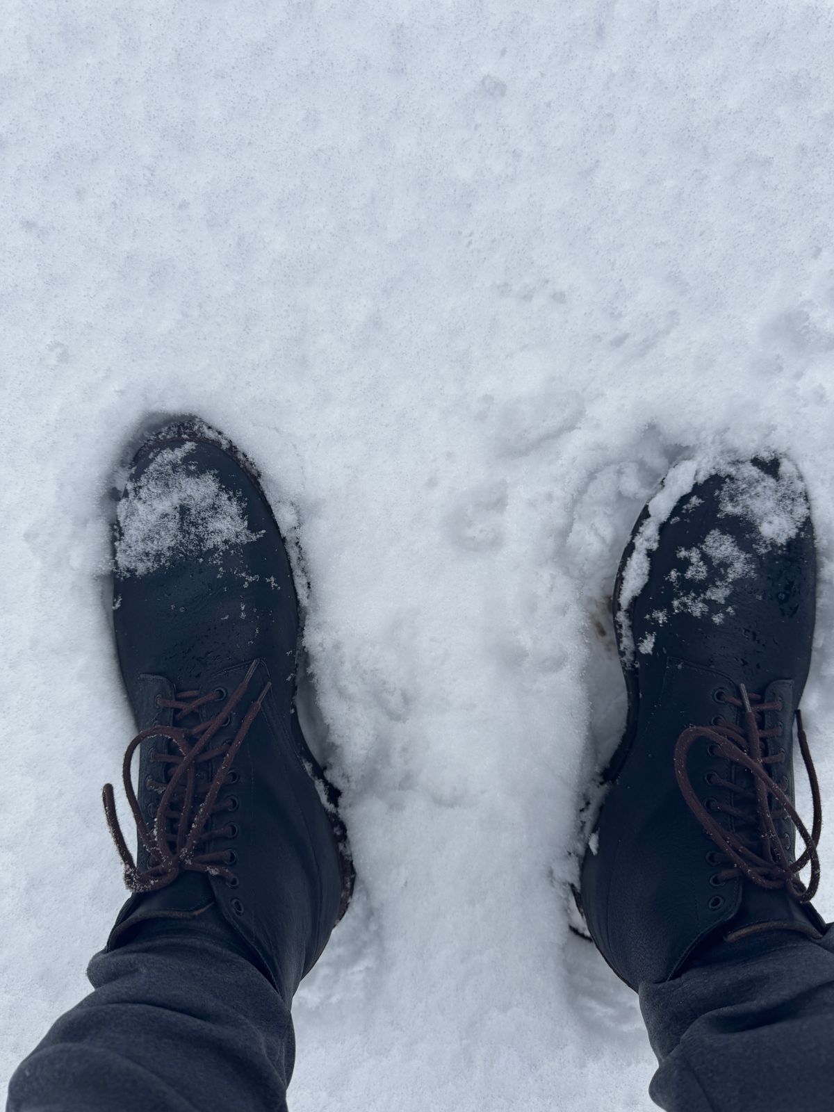 Photo by bigbootyboots on January 6, 2025 of the Viberg Navvy Boot in Horween Washed Chromexcel.
