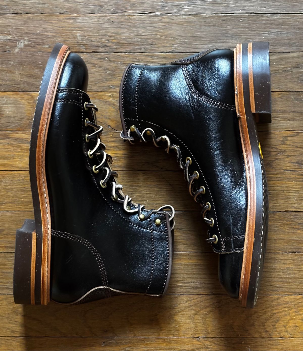 Photo by Skinnylegend on June 18, 2025 of the John Lofgren Monkey Boots in Shinki Wabi-Sabi Horsebutt.