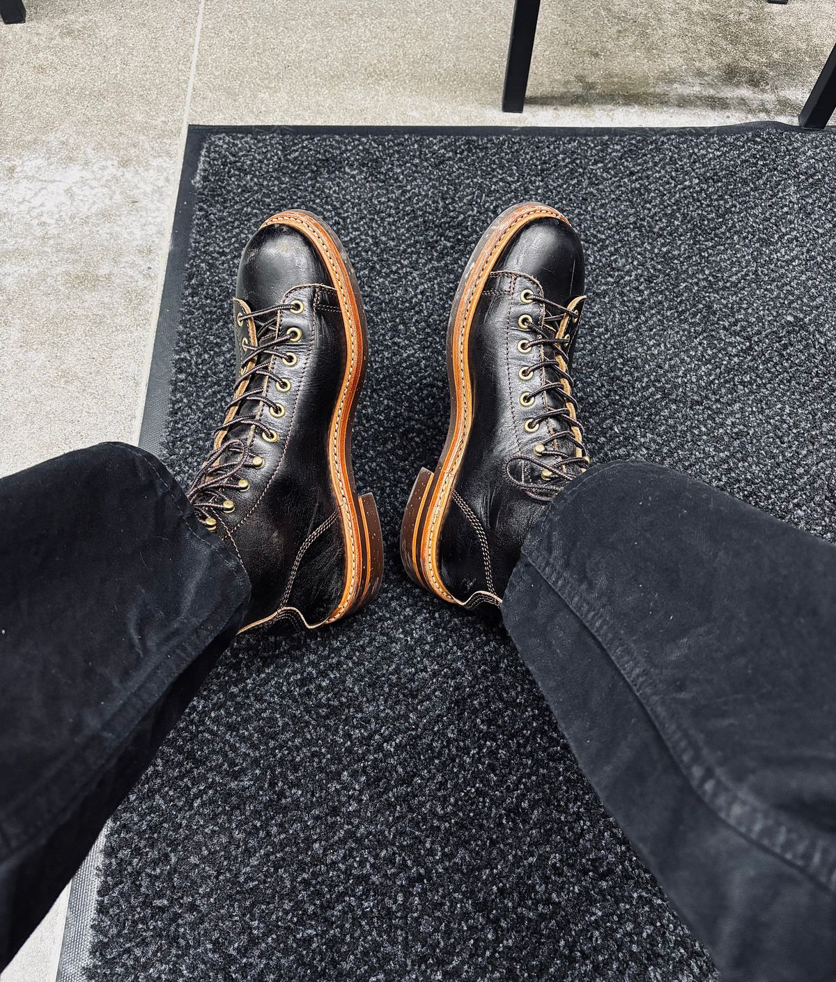 Photo by Skinnylegend on December 18, 2025 of the John Lofgren Monkey Boots in Shinki Wabi-Sabi Horsebutt.