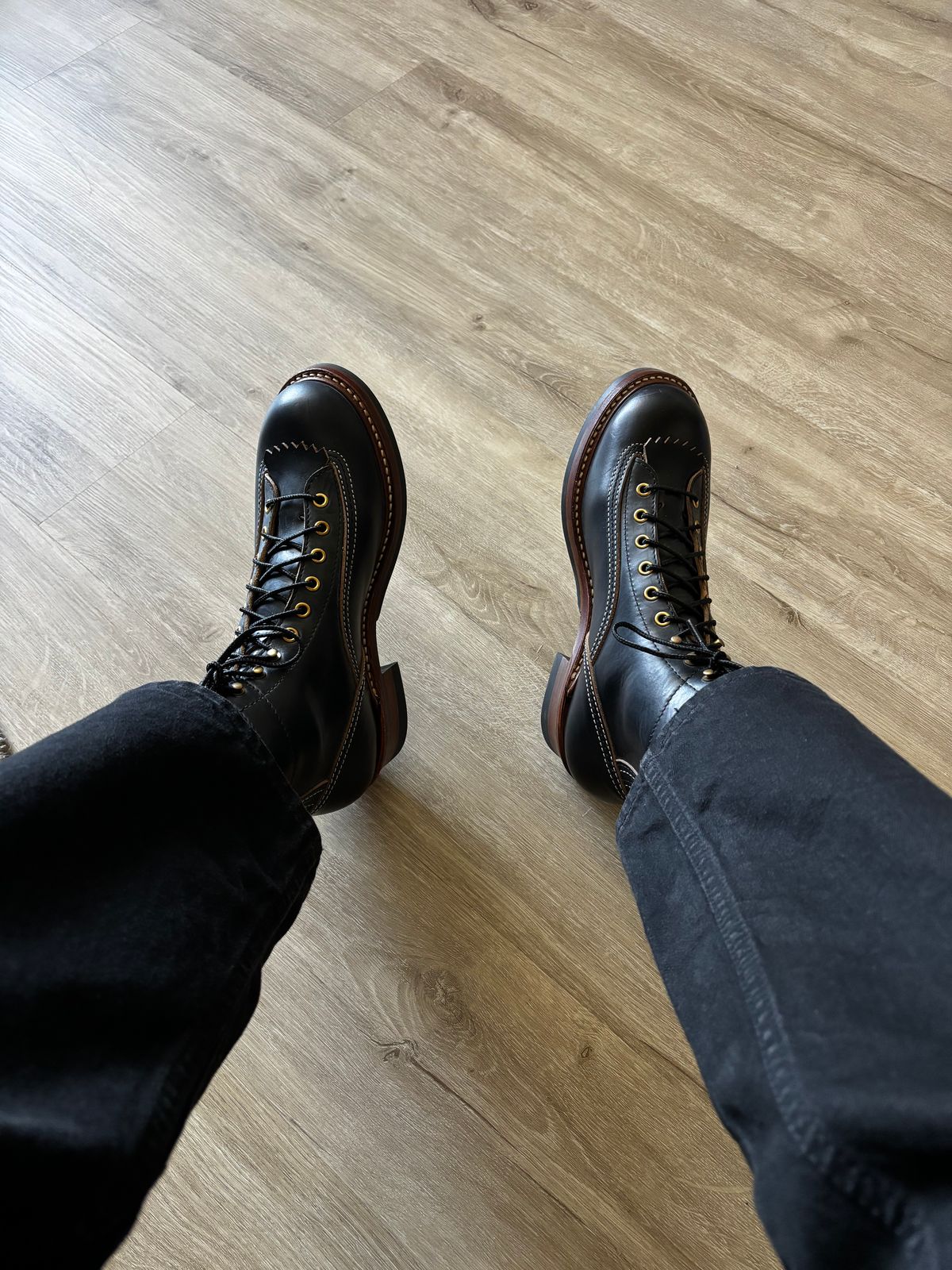 Photo by Skinnylegend on June 5, 2026 of the John Lofgren Donkey Puncher Boots in Horween Black Chromexcel.