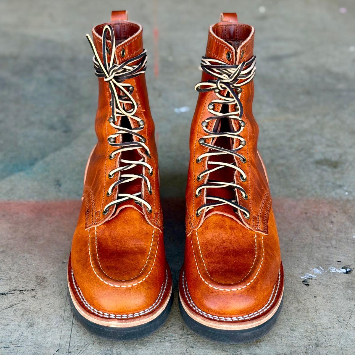 Photo by iggyskier on April 18, 2026 of the Nicks Moc Toe in Wickett & Craig Tobacco Double Stuffed.