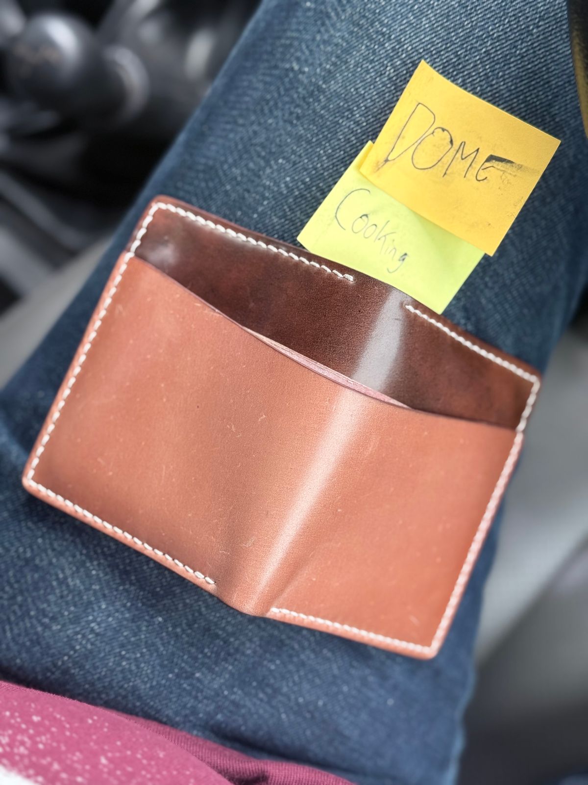 Photo by GOGOGO97 on November 6, 2025 of the SYH GOODS Kaarka Folded Extra Slot Money in Brown Marbled Rocado Shell Cordovan & Shinki Natural Shell Cordovan.