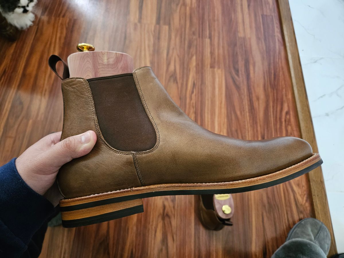 Photo by pnp072000 on April 5, 2025 of the Grant Stone Chelsea Boot in Horween Dune Chromexcel.