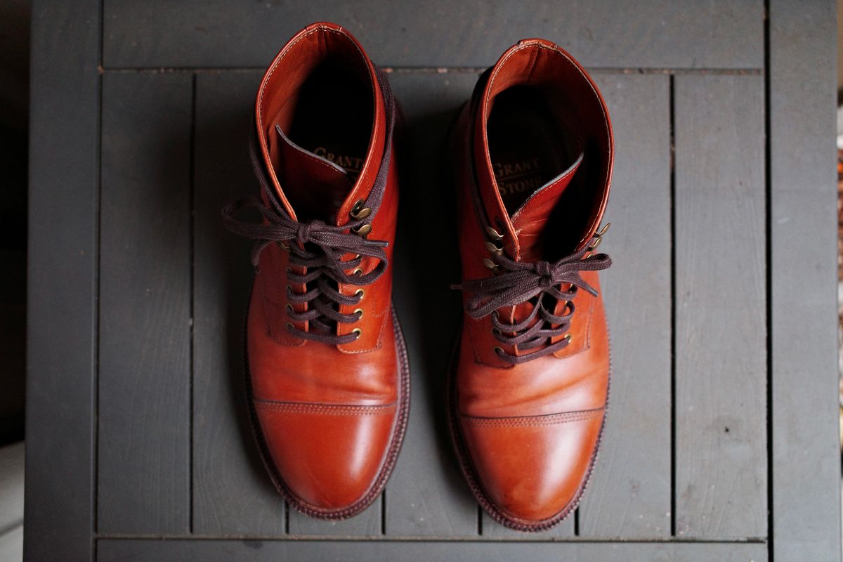 Photo by jct on November 1, 2025 of the Grant Stone Cap Toe Boot in D'Annonay British Tan Calf.