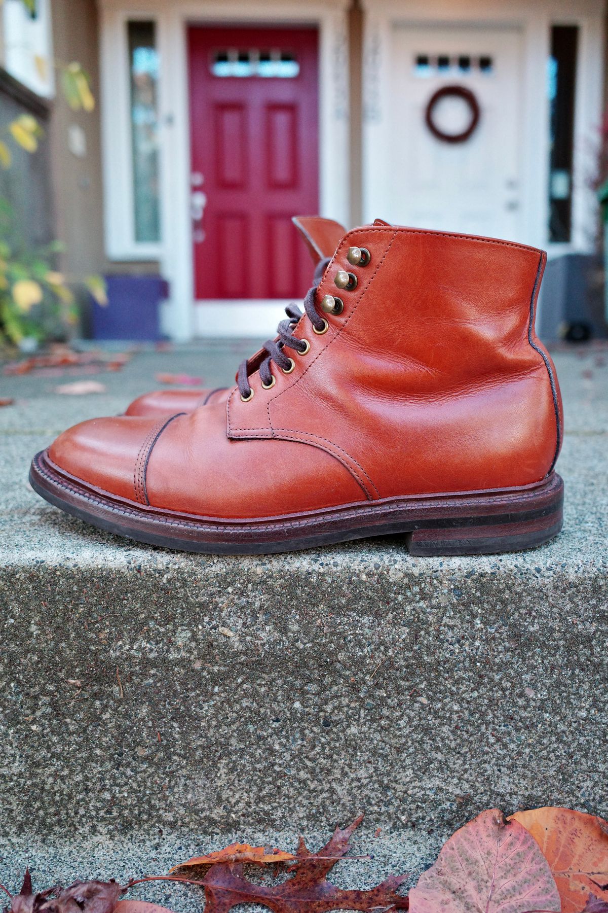 Photo by jct on November 30, 2025 of the Grant Stone Cap Toe Boot in D'Annonay British Tan Calf.