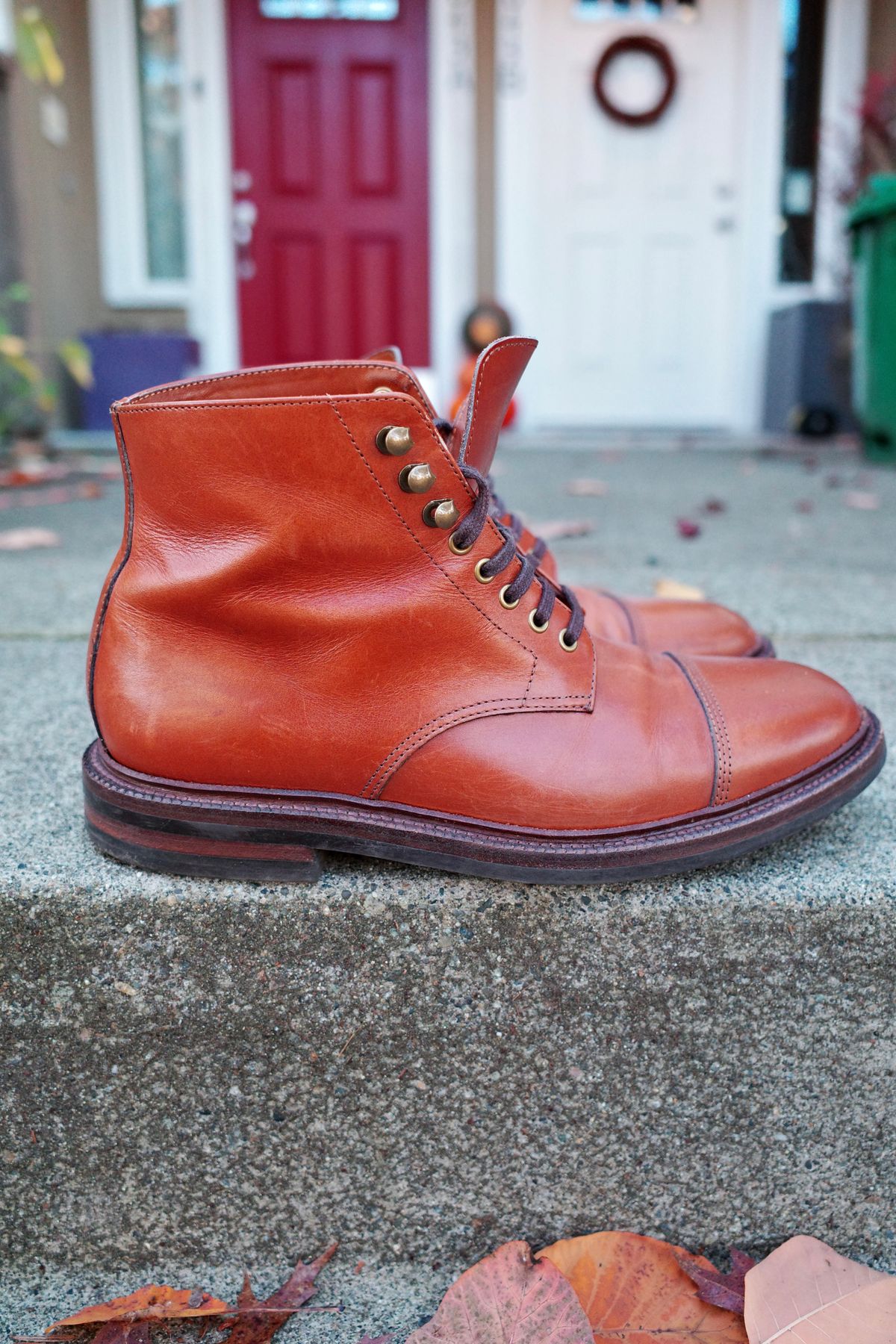 Photo by jct on November 30, 2025 of the Grant Stone Cap Toe Boot in D'Annonay British Tan Calf.