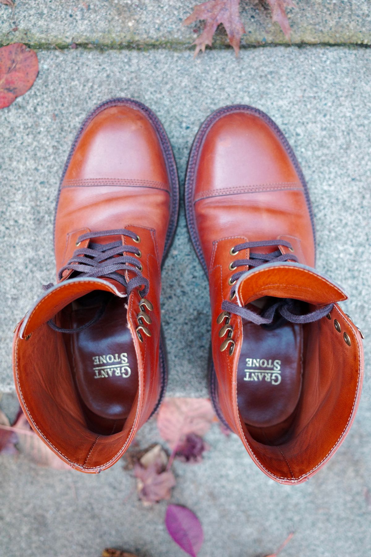 Photo by jct on November 30, 2025 of the Grant Stone Cap Toe Boot in D'Annonay British Tan Calf.