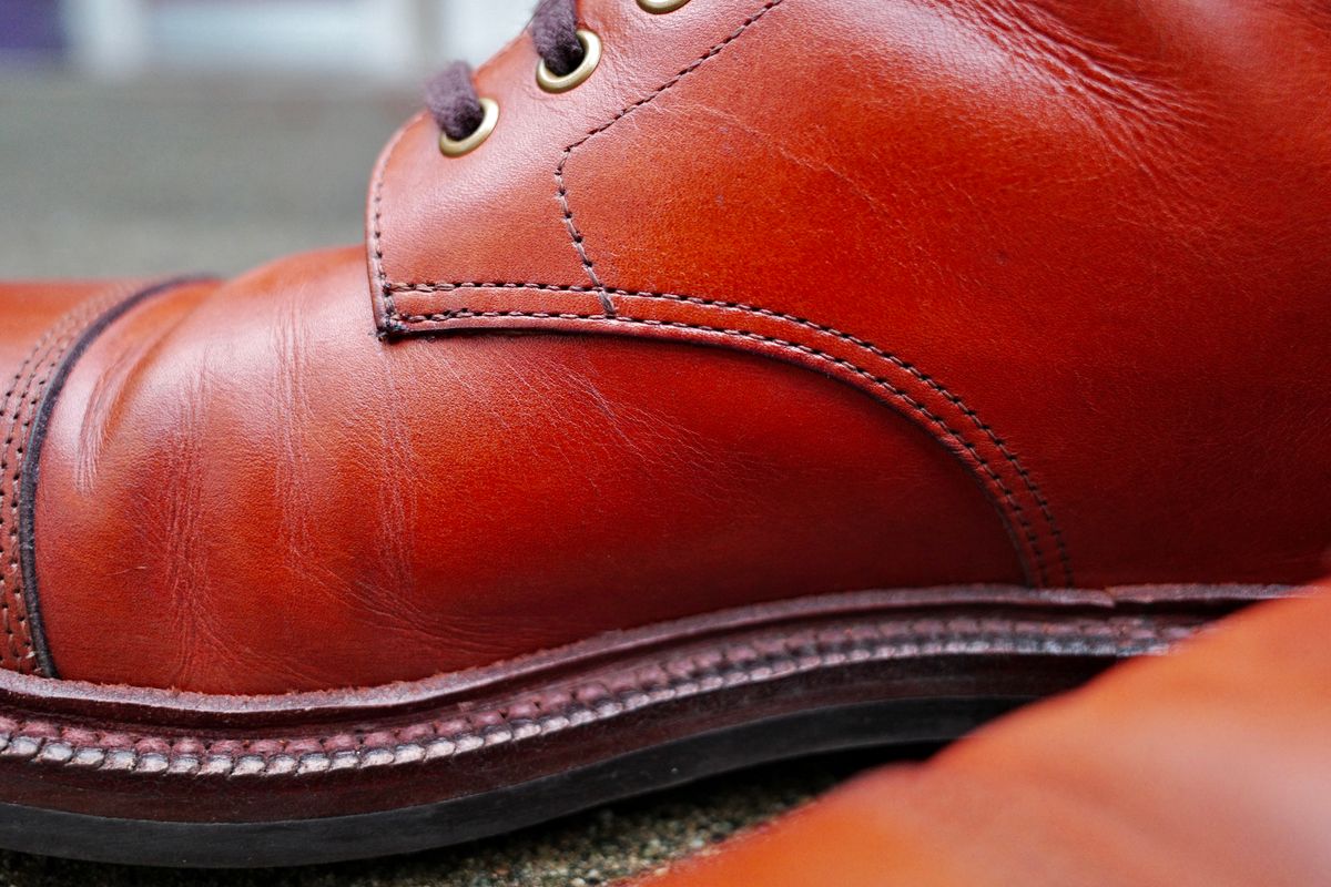 Photo by jct on January 2, 2026 of the Grant Stone Cap Toe Boot in D'Annonay British Tan Calf.