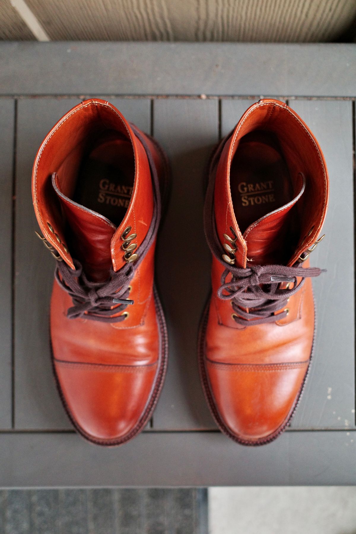 Photo by jct on April 1, 2026 of the Grant Stone Cap Toe Boot in D'Annonay British Tan Calf.