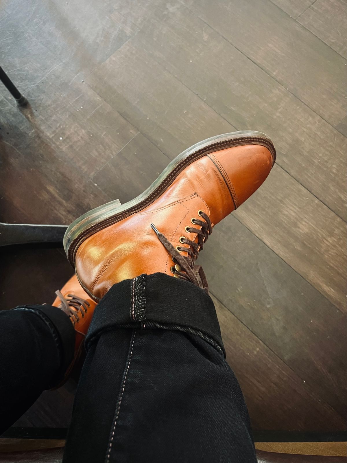 Photo by jct on June 17, 2026 of the Grant Stone Cap Toe Boot in D'Annonay British Tan Calf.