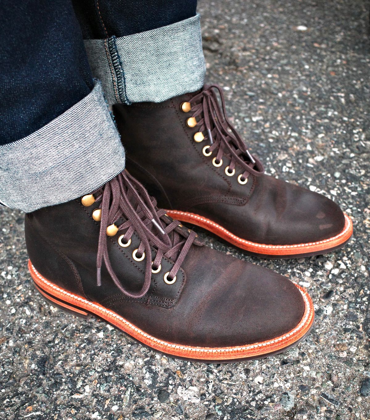 Photo by jct on October 1, 2025 of the Grant Stone Diesel Boot in C.F. Stead Earth Waxy Commander Suede.