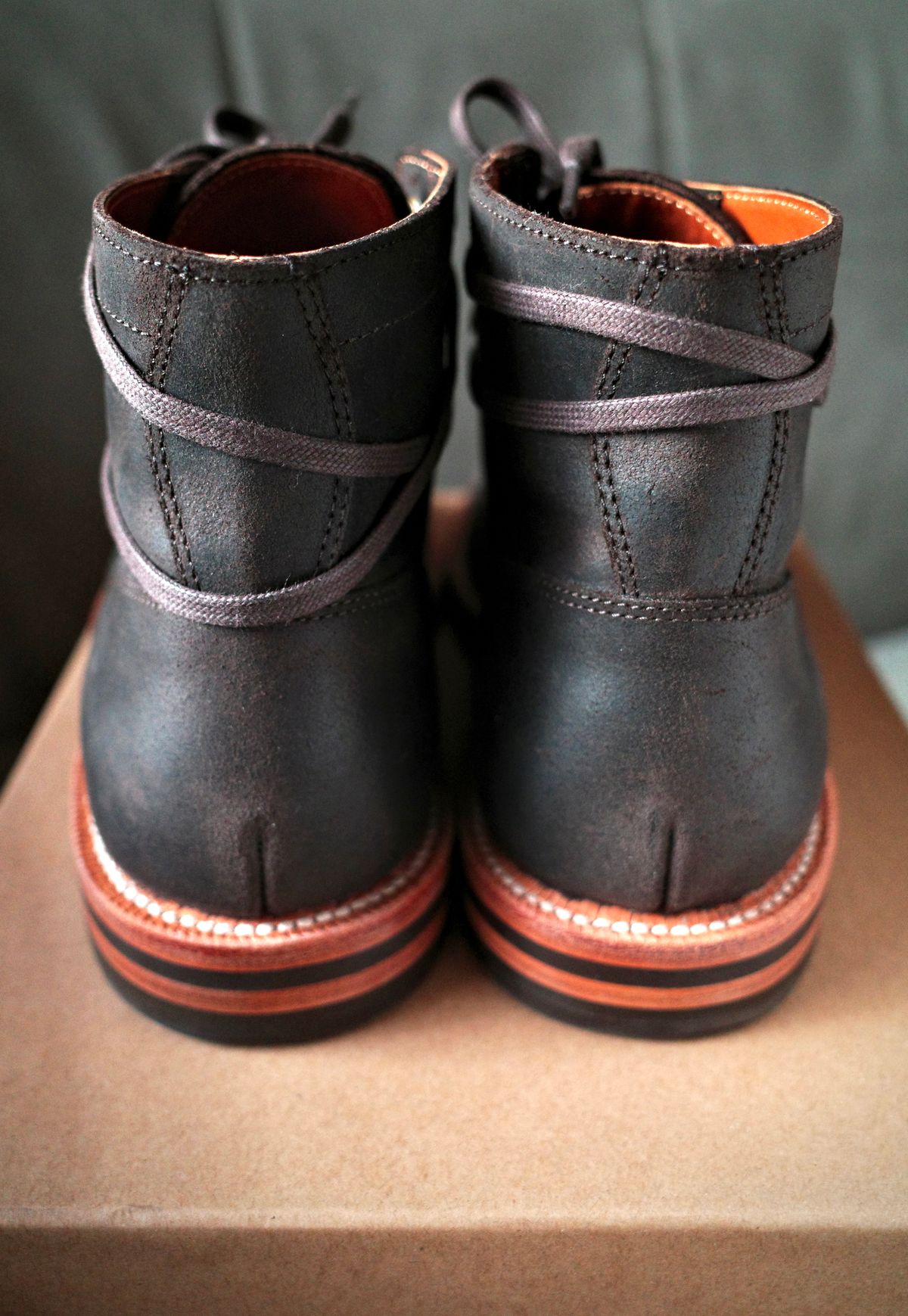 Photo by jct on October 1, 2025 of the Grant Stone Diesel Boot in C.F. Stead Earth Waxy Commander Suede.