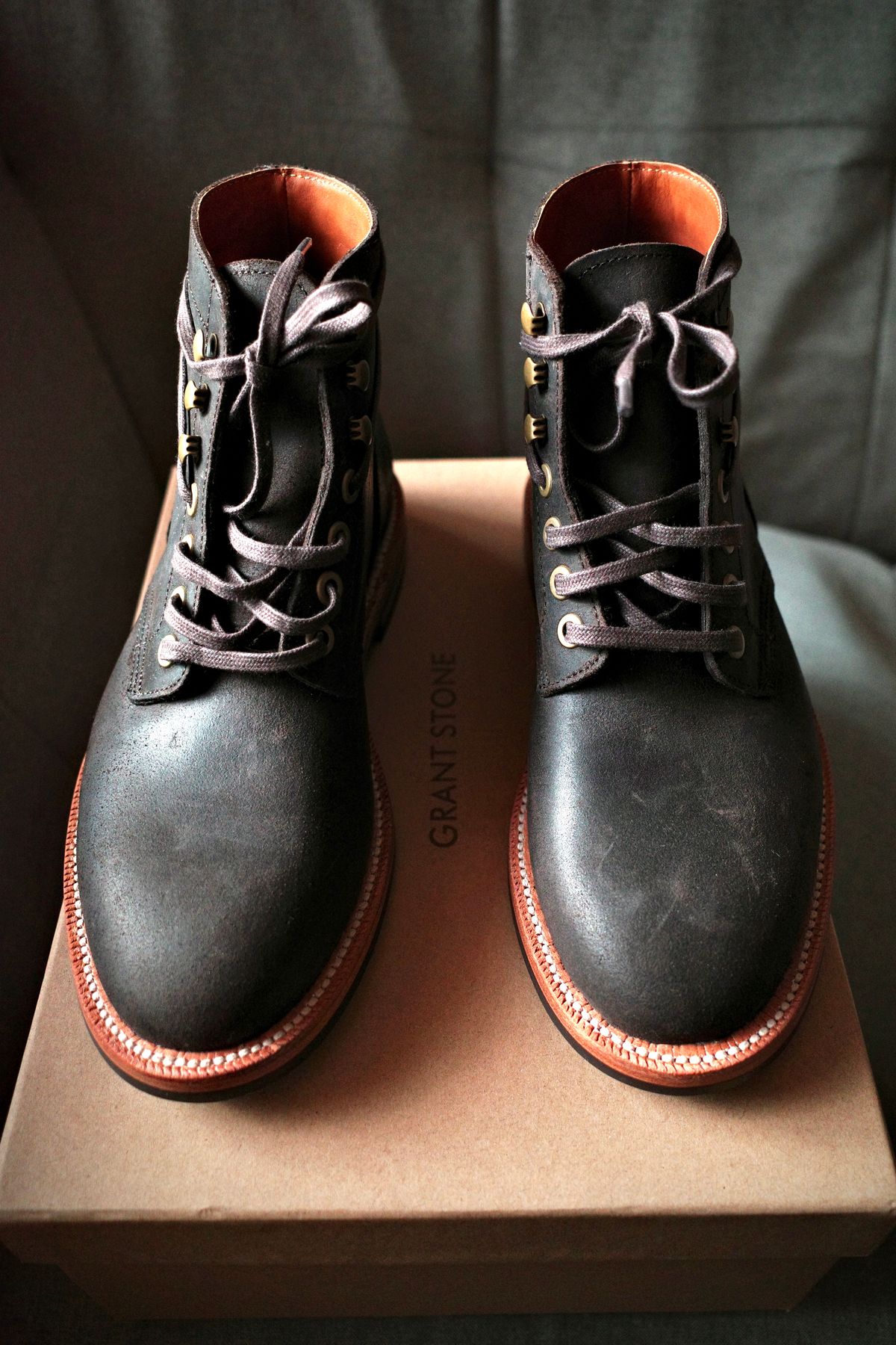 Photo by jct on October 1, 2025 of the Grant Stone Diesel Boot in C.F. Stead Earth Waxy Commander Suede.