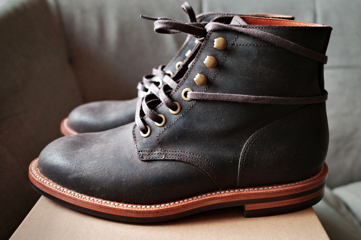 Photo by jct on October 1, 2025 of the Grant Stone Diesel Boot in C.F. Stead Earth Waxy Commander Suede.