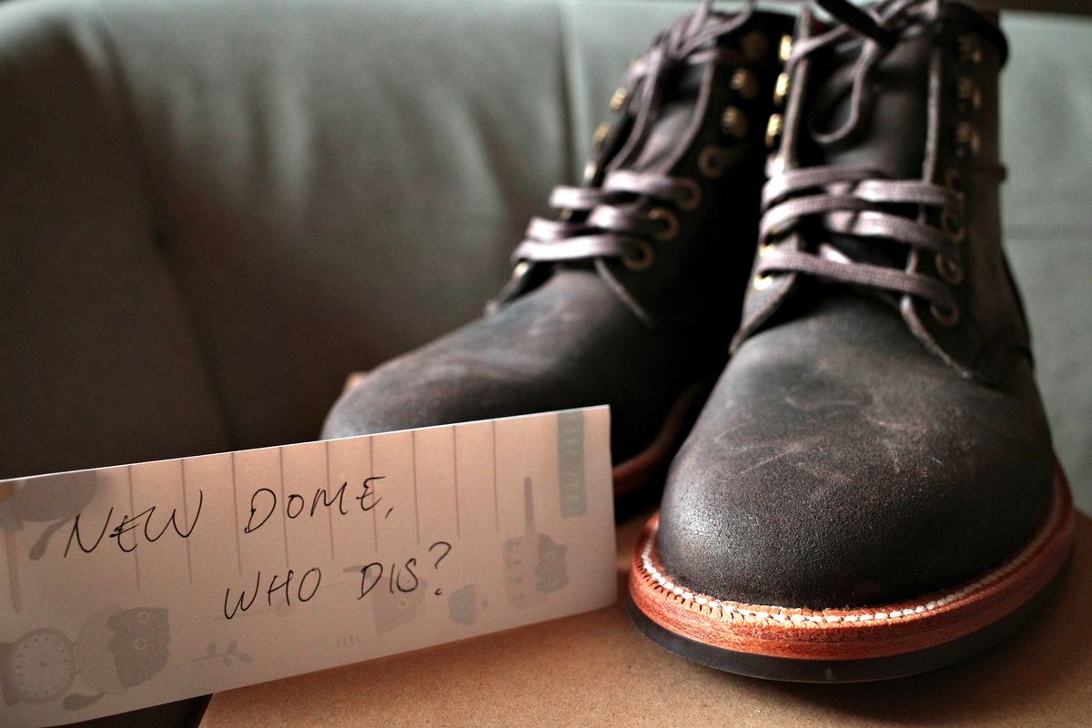 Photo by jct on October 1, 2025 of the Grant Stone Diesel Boot in C.F. Stead Earth Waxy Commander Suede.