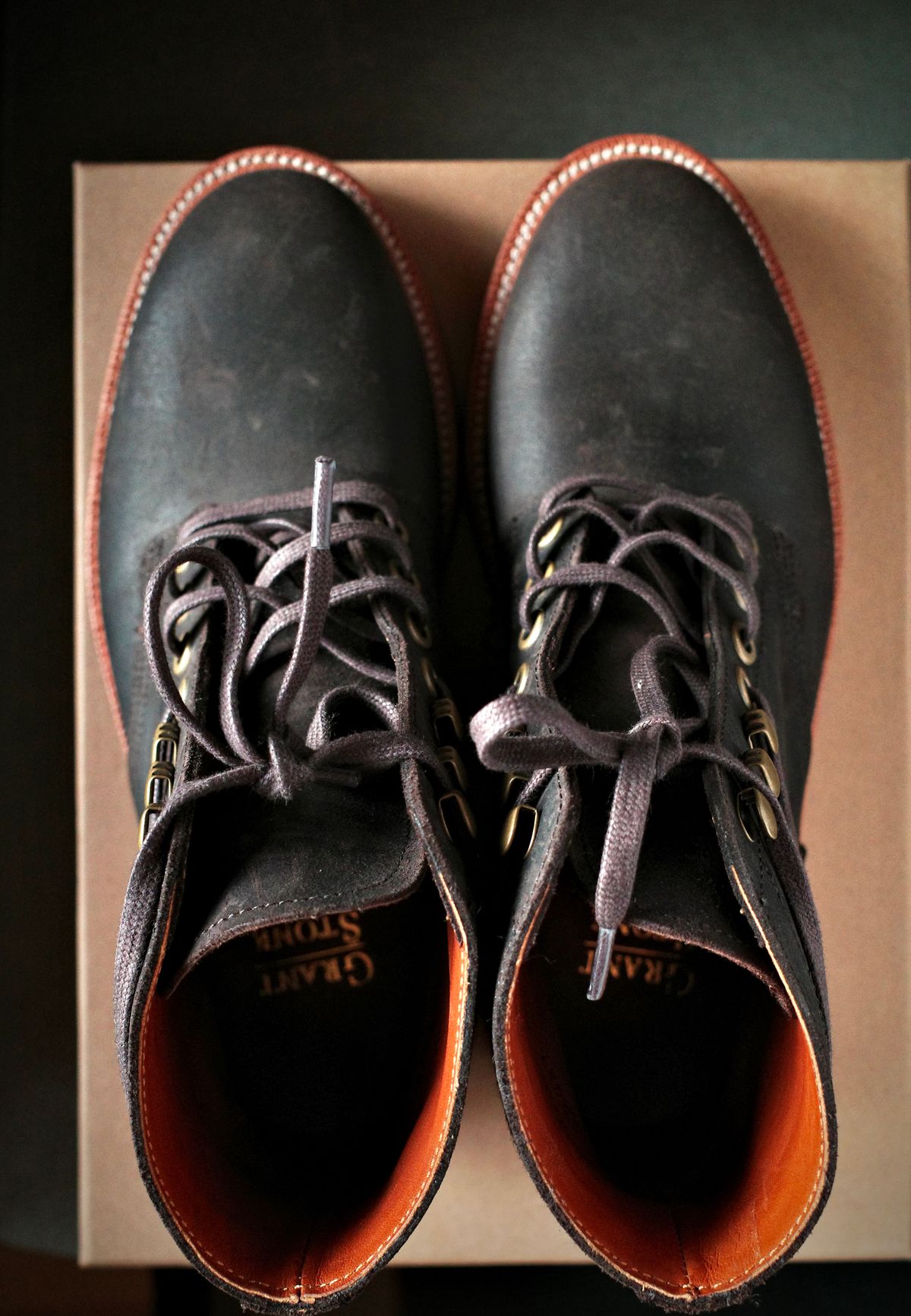 Photo by jct on October 1, 2025 of the Grant Stone Diesel Boot in C.F. Stead Earth Waxy Commander Suede.