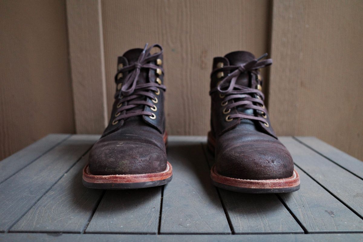 Photo by jct on November 1, 2025 of the Grant Stone Diesel Boot in C.F. Stead Earth Waxy Commander Suede.