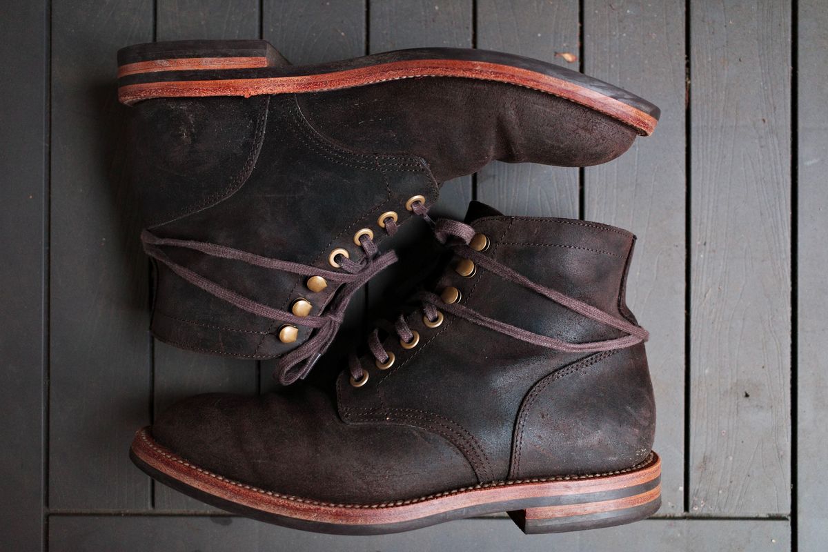 Photo by jct on November 1, 2025 of the Grant Stone Diesel Boot in C.F. Stead Earth Waxy Commander Suede.