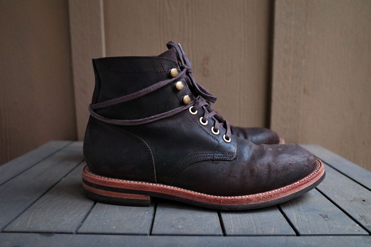 Photo by jct on November 1, 2025 of the Grant Stone Diesel Boot in C.F. Stead Earth Waxy Commander Suede.