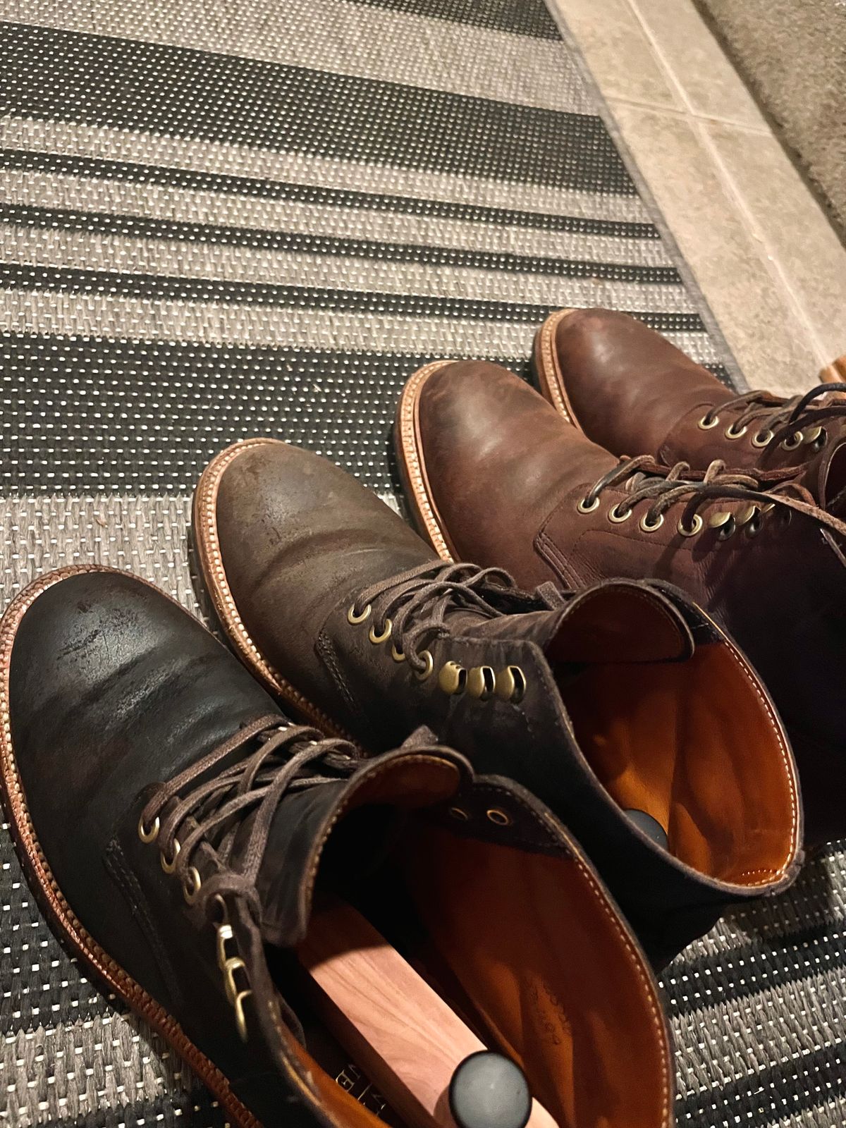 Photo by jct on November 30, 2025 of the Grant Stone Diesel Boot in C.F. Stead Earth Waxy Commander Suede.