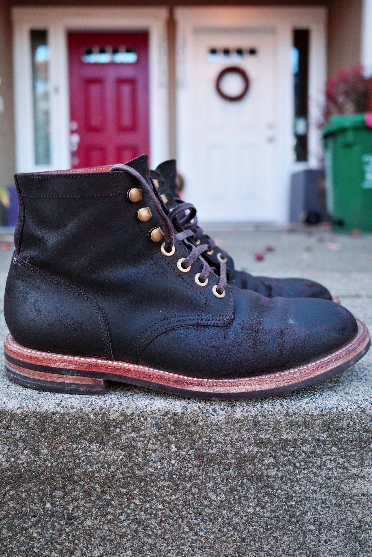 Photo by jct on November 30, 2025 of the Grant Stone Diesel Boot in C.F. Stead Earth Waxy Commander Suede.