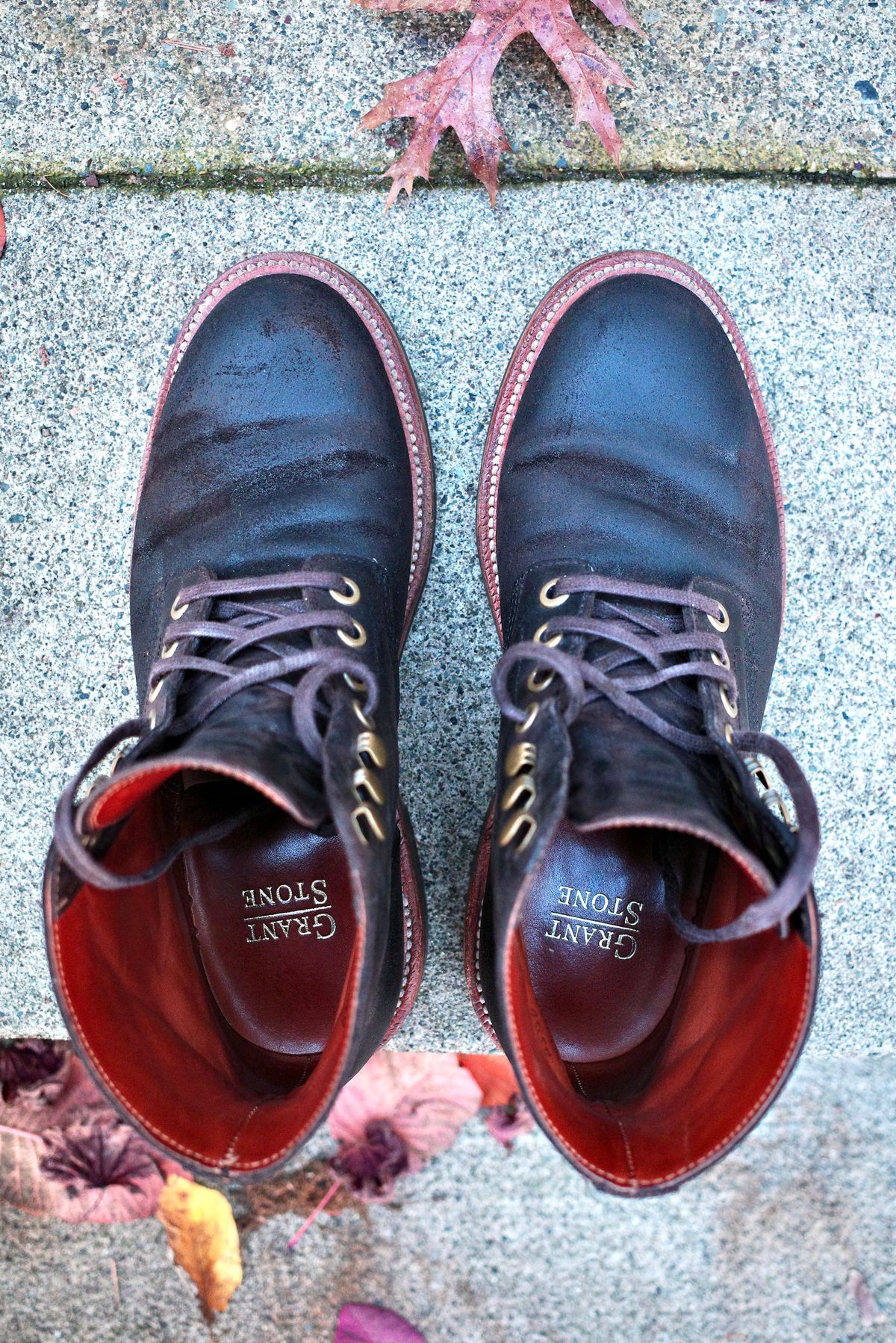 Photo by jct on November 30, 2025 of the Grant Stone Diesel Boot in C.F. Stead Earth Waxy Commander Suede.