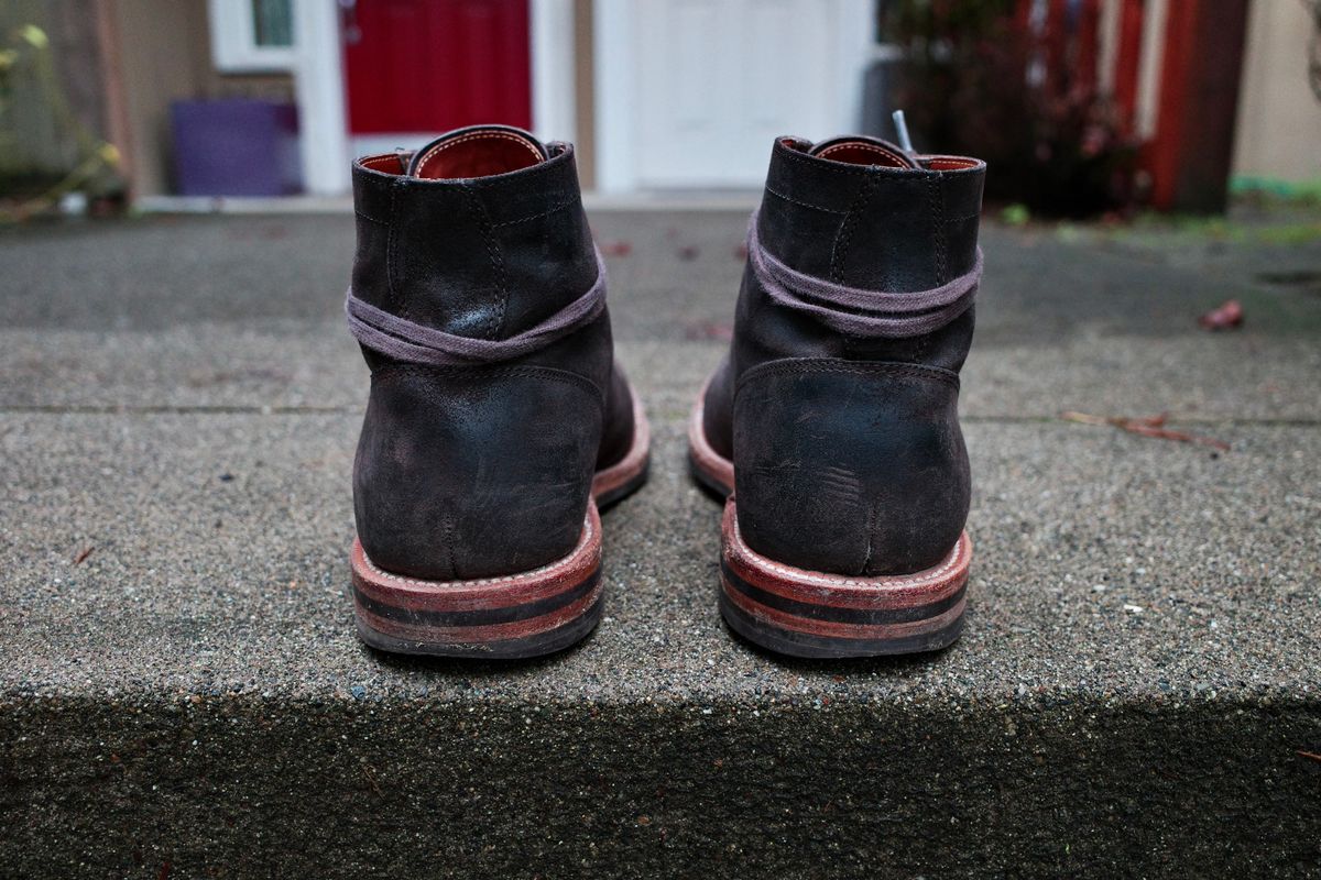 Photo by jct on January 2, 2026 of the Grant Stone Diesel Boot in C.F. Stead Earth Waxy Commander Suede.