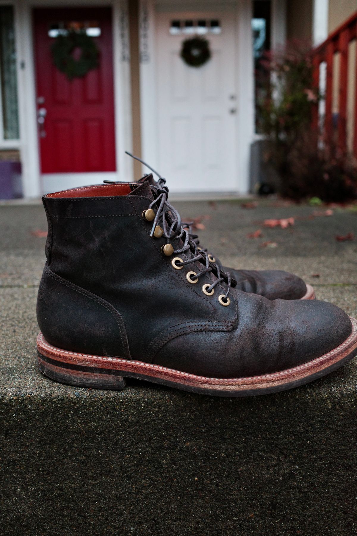 Photo by jct on February 2, 2026 of the Grant Stone Diesel Boot in C.F. Stead Earth Waxy Commander Suede.