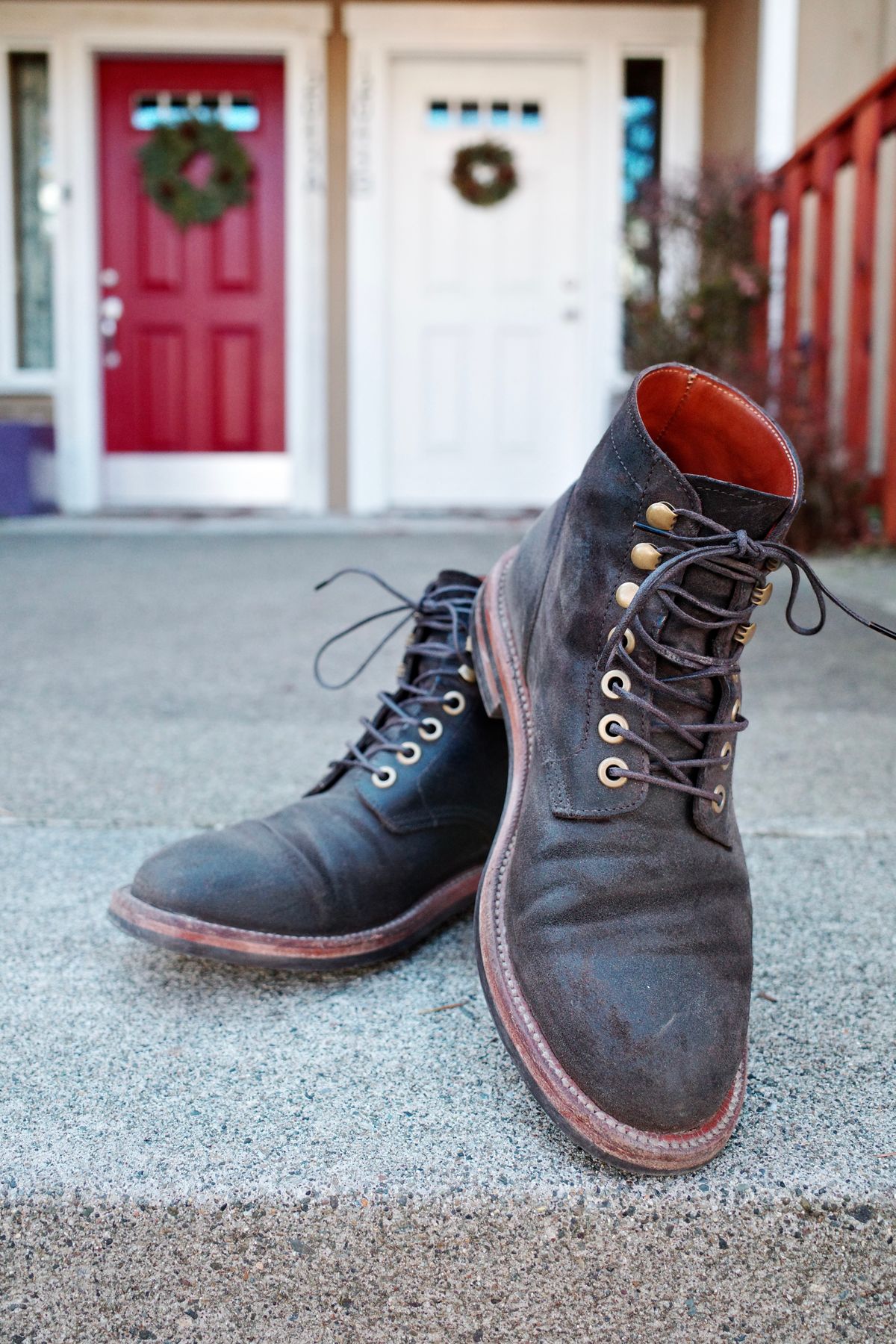 Photo by jct on March 2, 2026 of the Grant Stone Diesel Boot in C.F. Stead Earth Waxy Commander Suede.