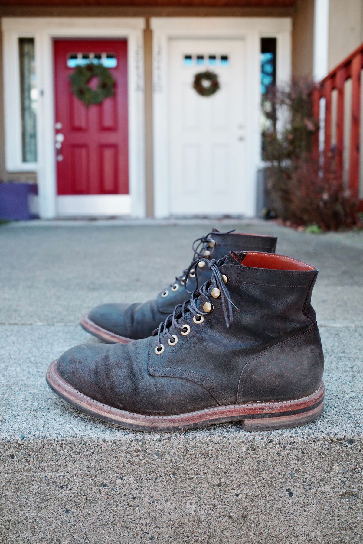 Photo by jct on March 2, 2026 of the Grant Stone Diesel Boot in C.F. Stead Earth Waxy Commander Suede.