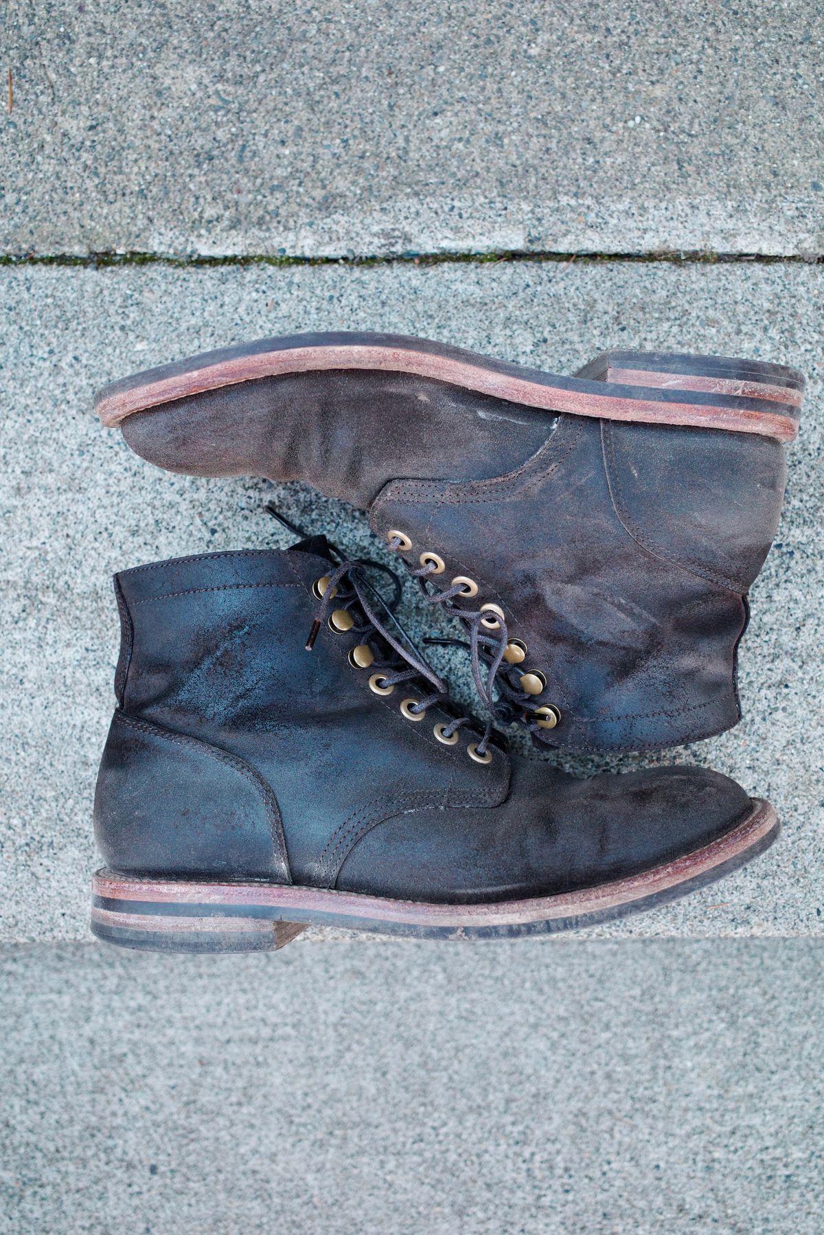 Photo by jct on March 2, 2026 of the Grant Stone Diesel Boot in C.F. Stead Earth Waxy Commander Suede.