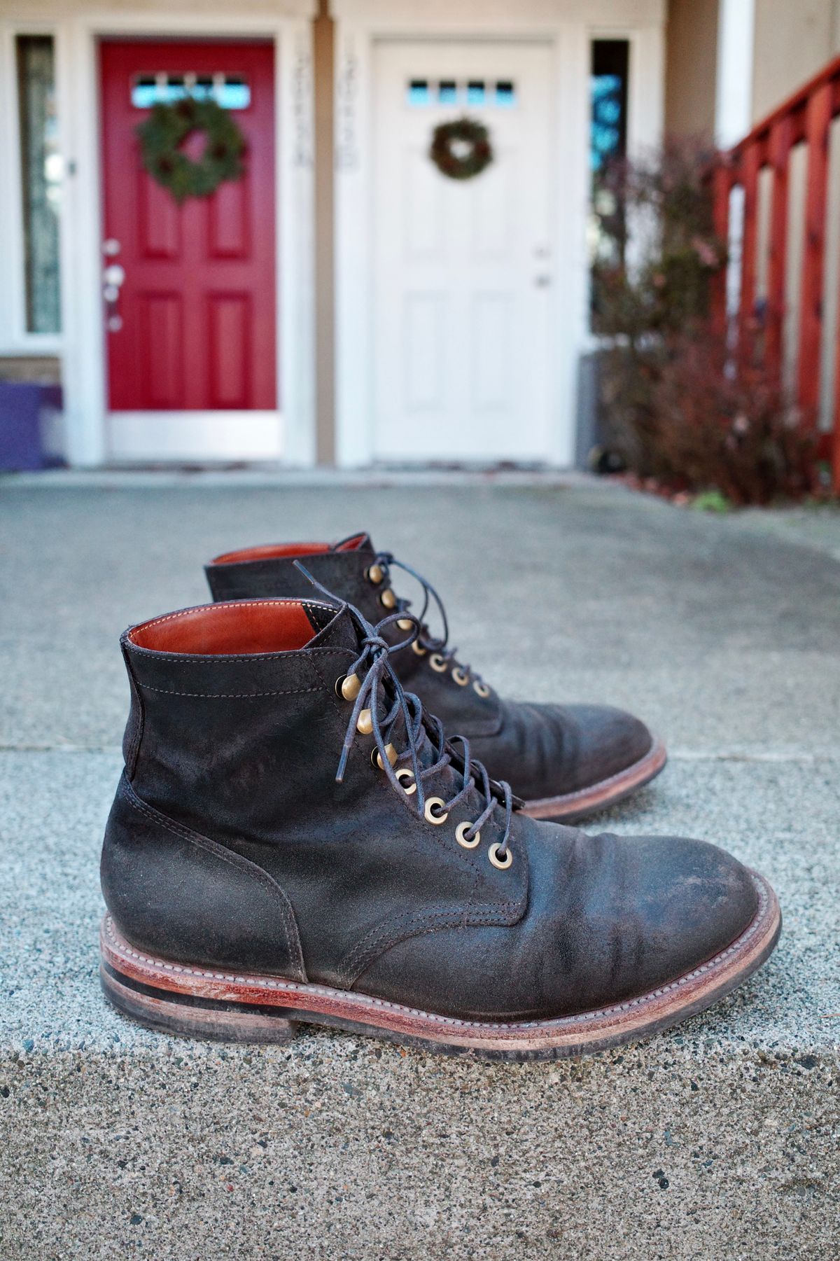 Photo by jct on March 2, 2026 of the Grant Stone Diesel Boot in C.F. Stead Earth Waxy Commander Suede.
