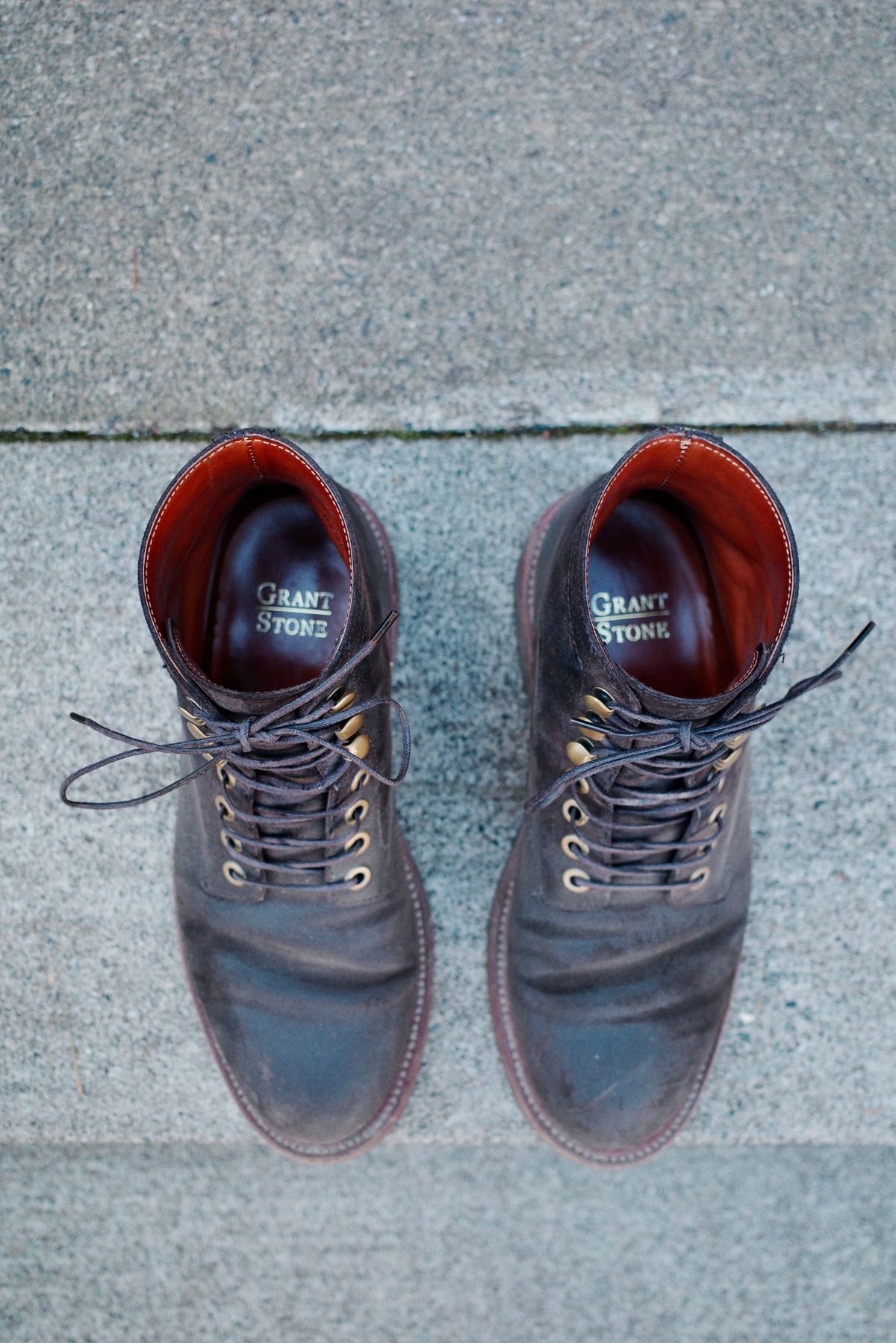 Photo by jct on March 2, 2026 of the Grant Stone Diesel Boot in C.F. Stead Earth Waxy Commander Suede.