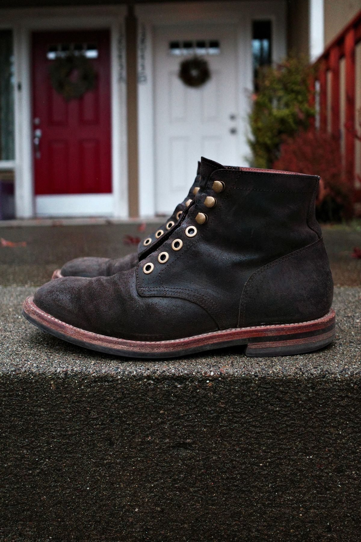 Photo by jct on April 1, 2026 of the Grant Stone Diesel Boot in C.F. Stead Earth Waxy Commander Suede.