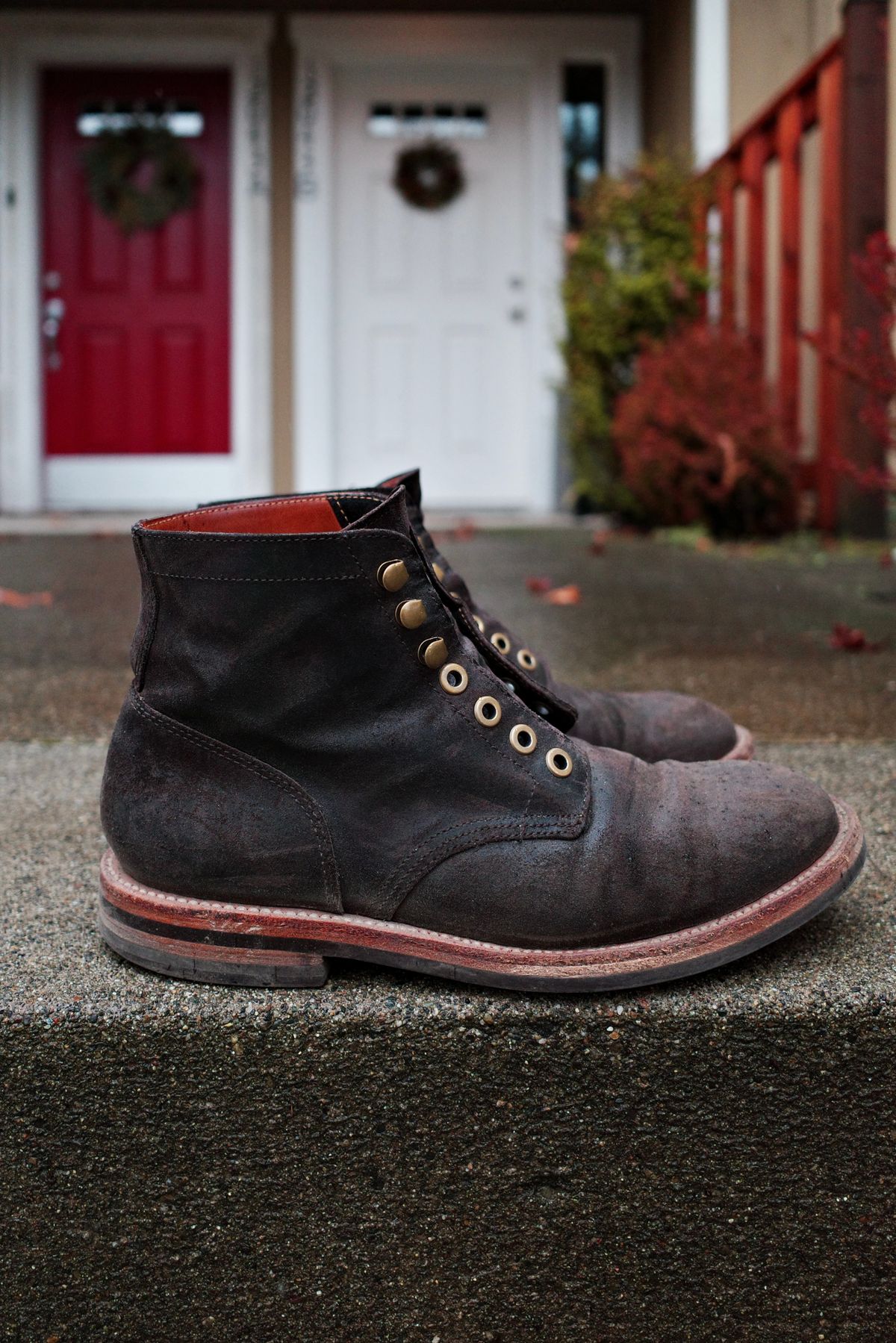 Photo by jct on April 1, 2026 of the Grant Stone Diesel Boot in C.F. Stead Earth Waxy Commander Suede.