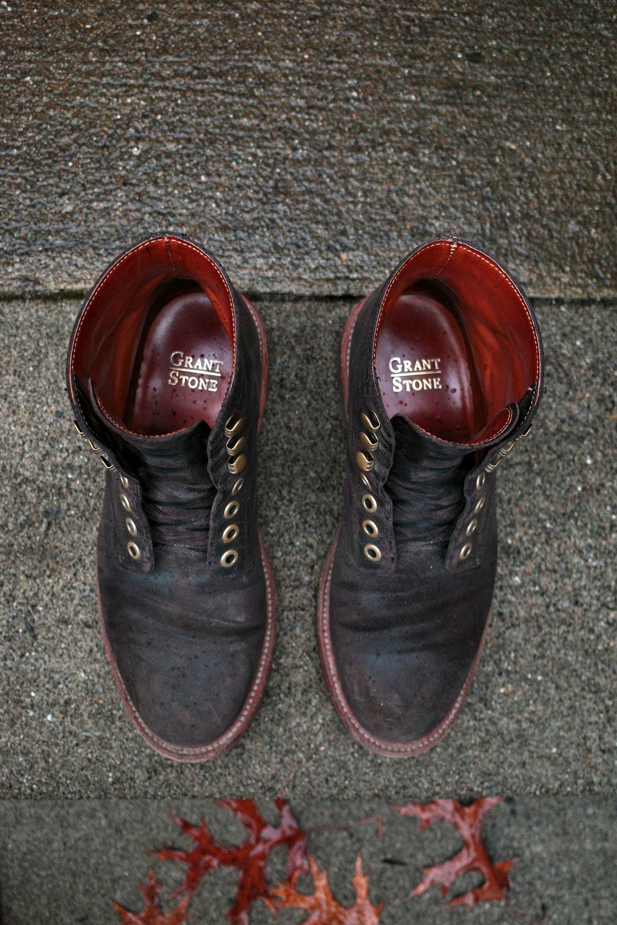 Photo by jct on April 1, 2026 of the Grant Stone Diesel Boot in C.F. Stead Earth Waxy Commander Suede.