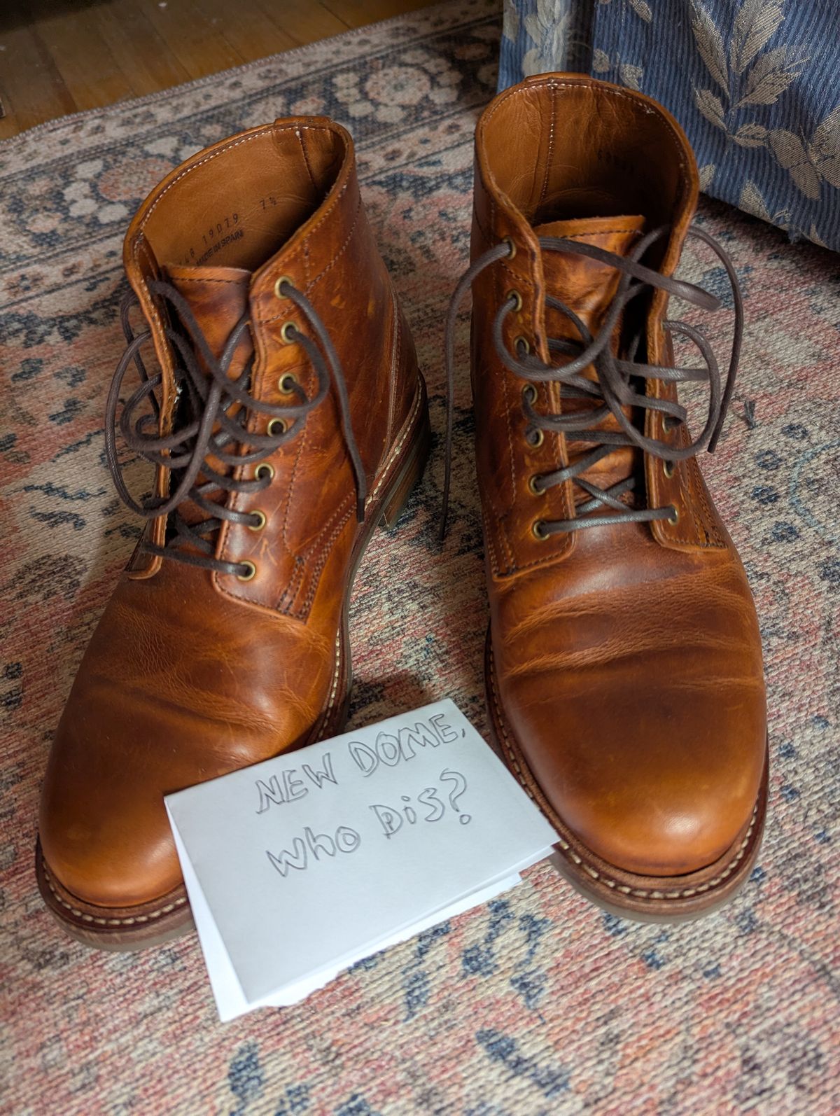 Photo by pilechko on October 1, 2025 of the Caswell Boot Company Lisbon in C.F. Stead Caramel Classic Oiled Shoulder.