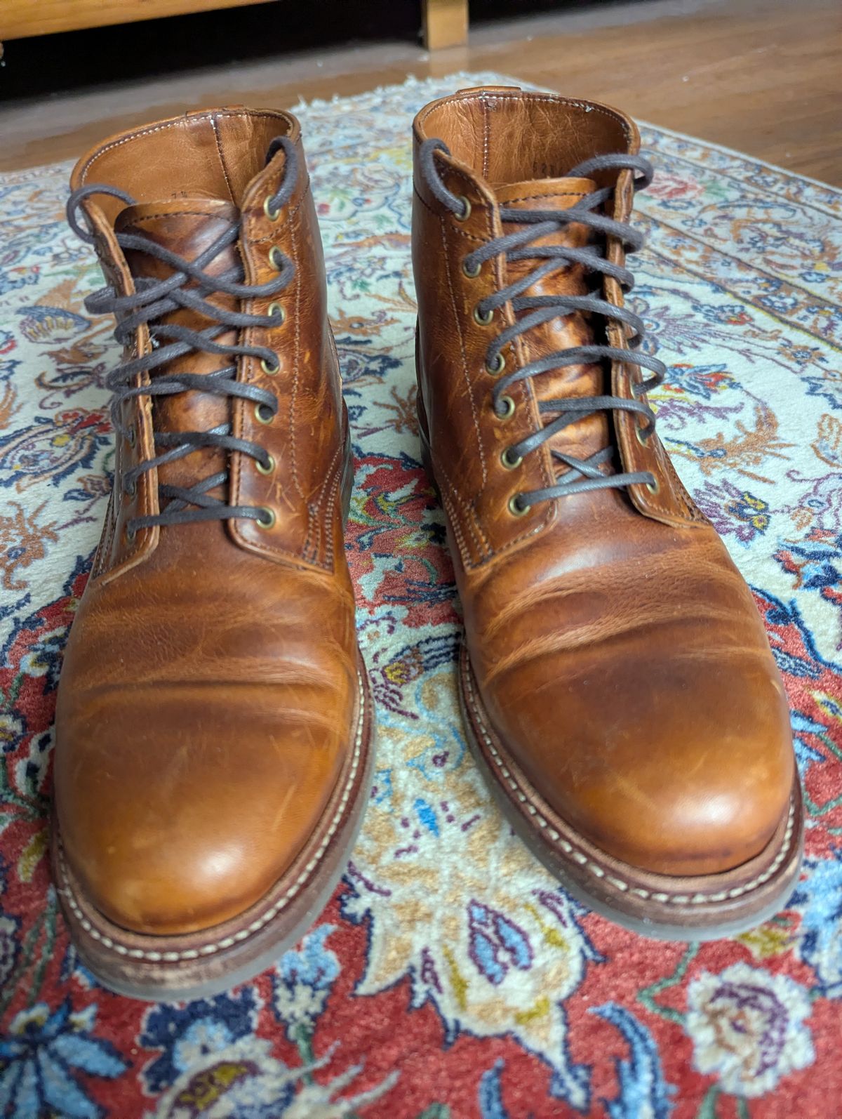 Photo by pilechko on November 3, 2025 of the Caswell Boot Company Lisbon in C.F. Stead Caramel Classic Oiled Shoulder.