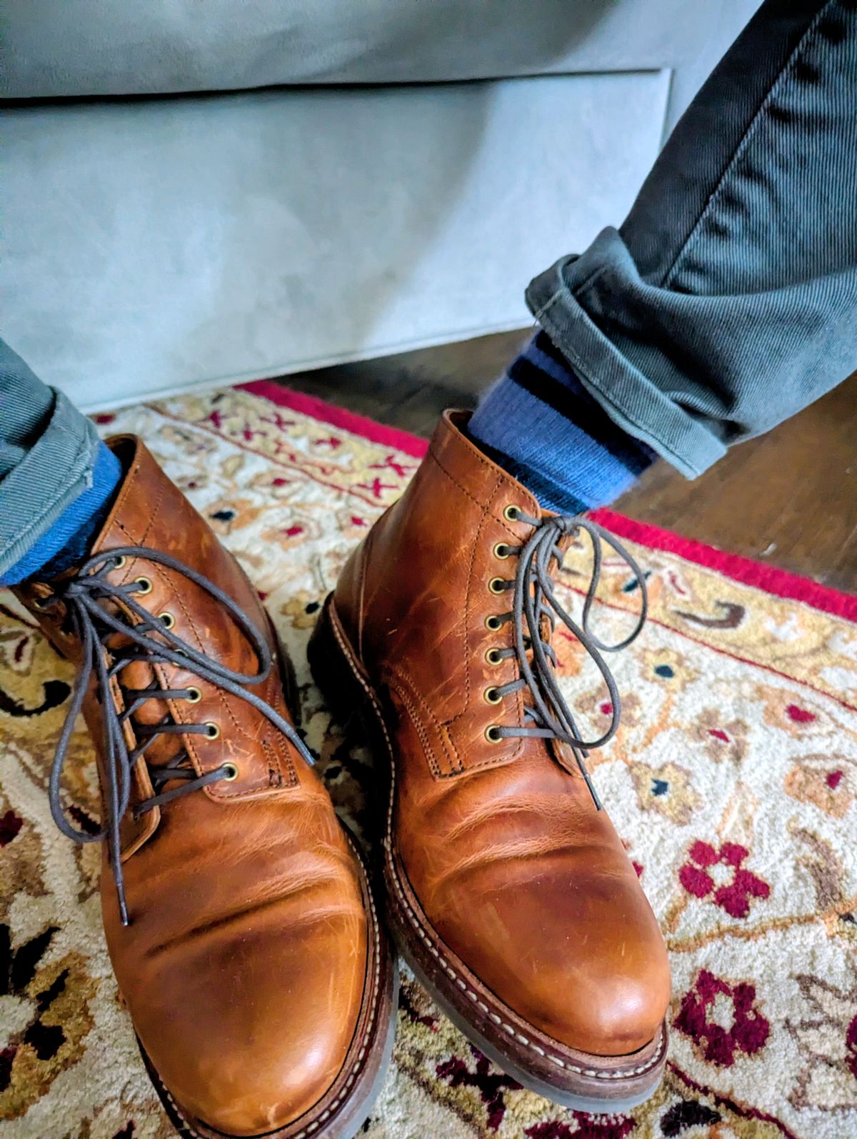 Photo by pilechko on November 21, 2025 of the Caswell Boot Company Lisbon in C.F. Stead Caramel Classic Oiled Shoulder.