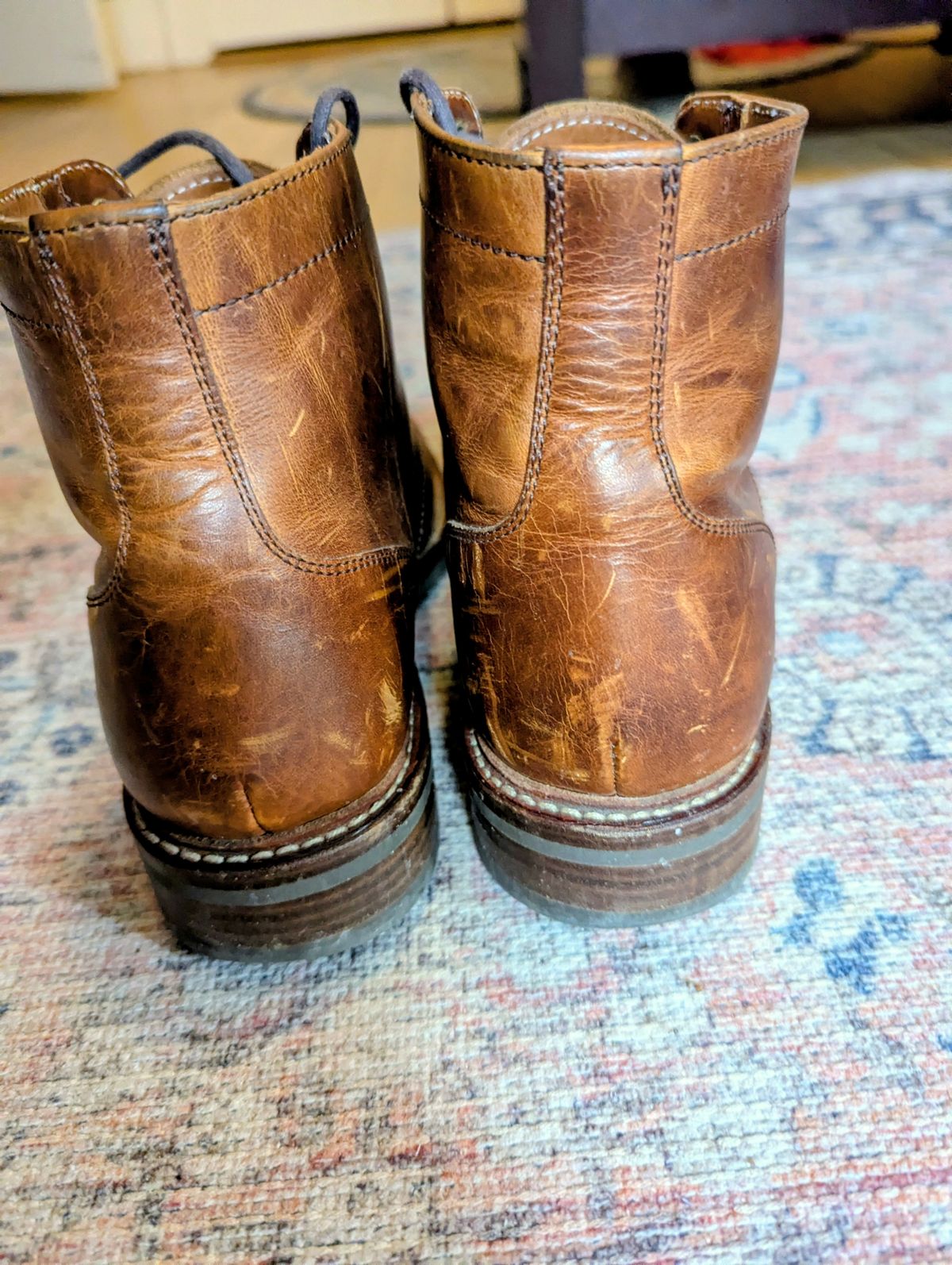 Photo by pilechko on January 2, 2026 of the Caswell Boot Company Lisbon in C.F. Stead Caramel Classic Oiled Shoulder.
