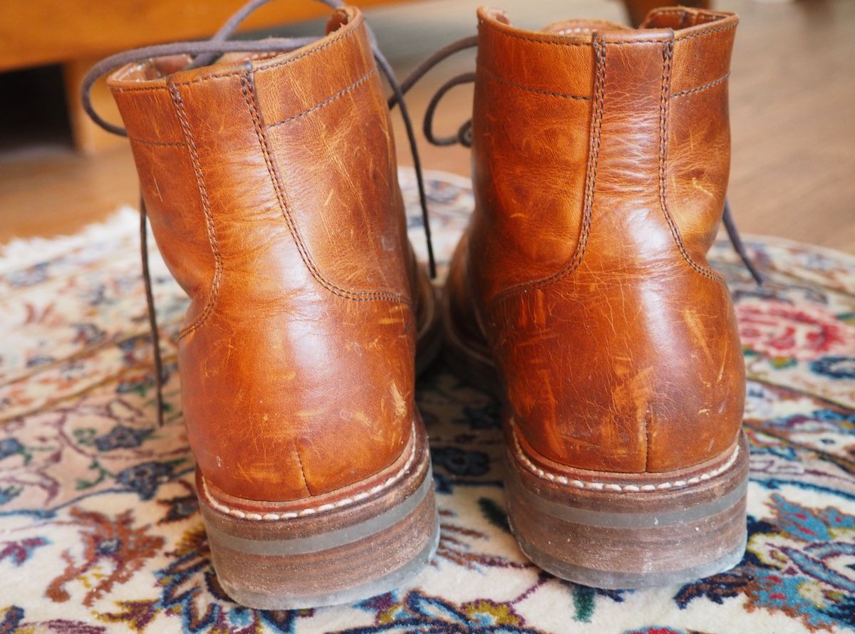 Photo by pilechko on February 11, 2026 of the Caswell Boot Company Lisbon in C.F. Stead Caramel Classic Oiled Shoulder.