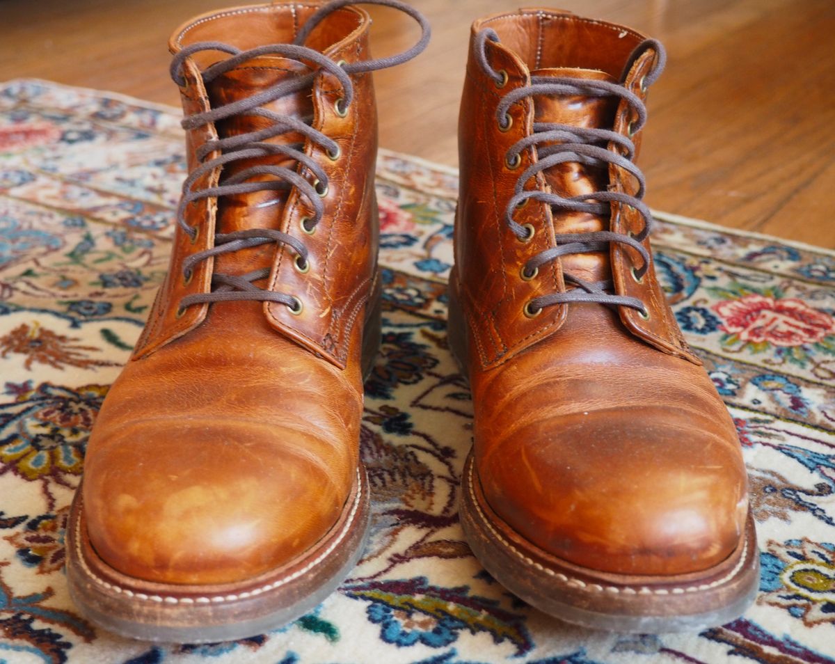 Photo by pilechko on February 11, 2026 of the Caswell Boot Company Lisbon in C.F. Stead Caramel Classic Oiled Shoulder.